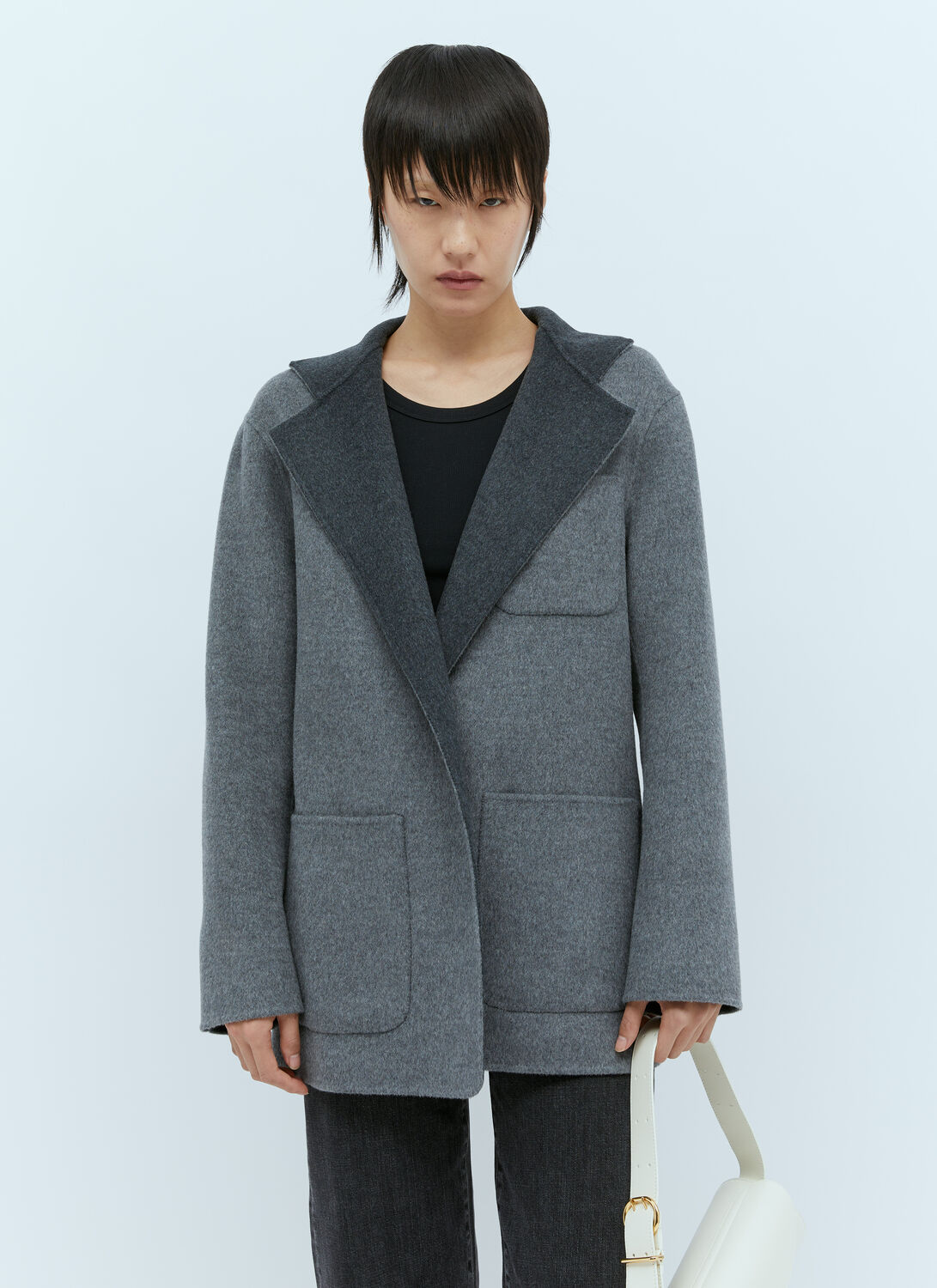Shop Totême Patch Pocket Doublé Wool Jacket In Grey