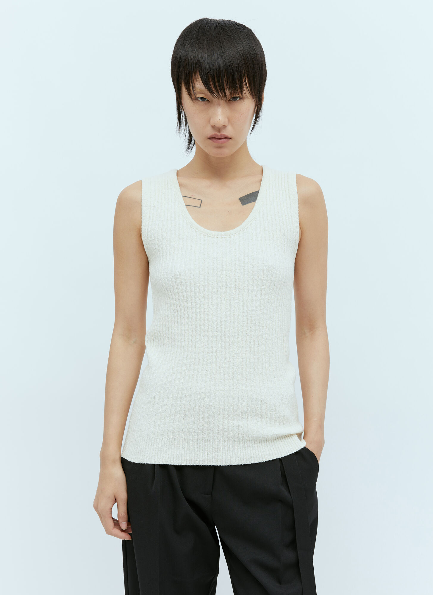 Toteme Women's White Bouclé Knit Tank Top - Woman Tops L