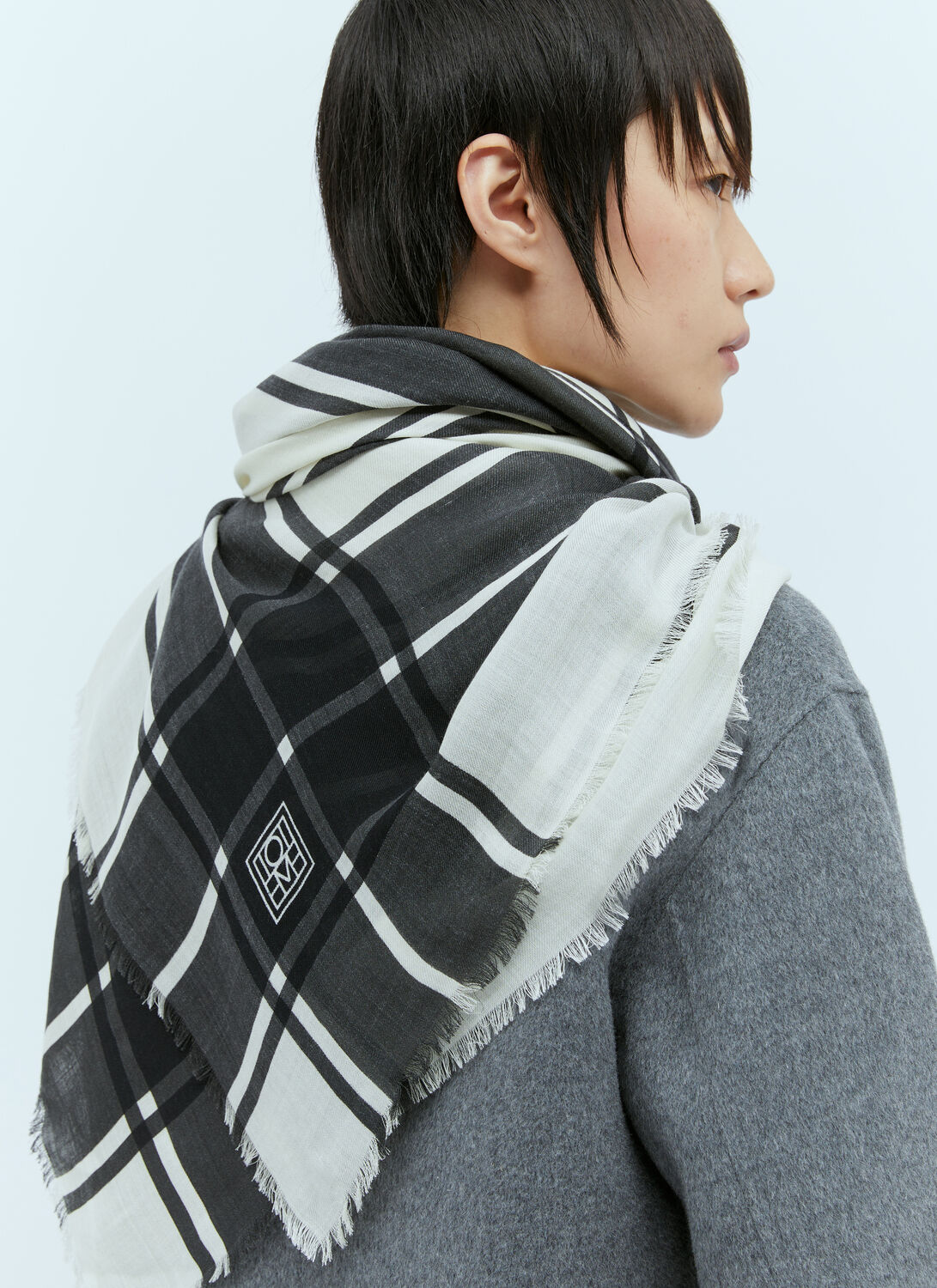 Totême Wool And Silk Check Scarf In Black