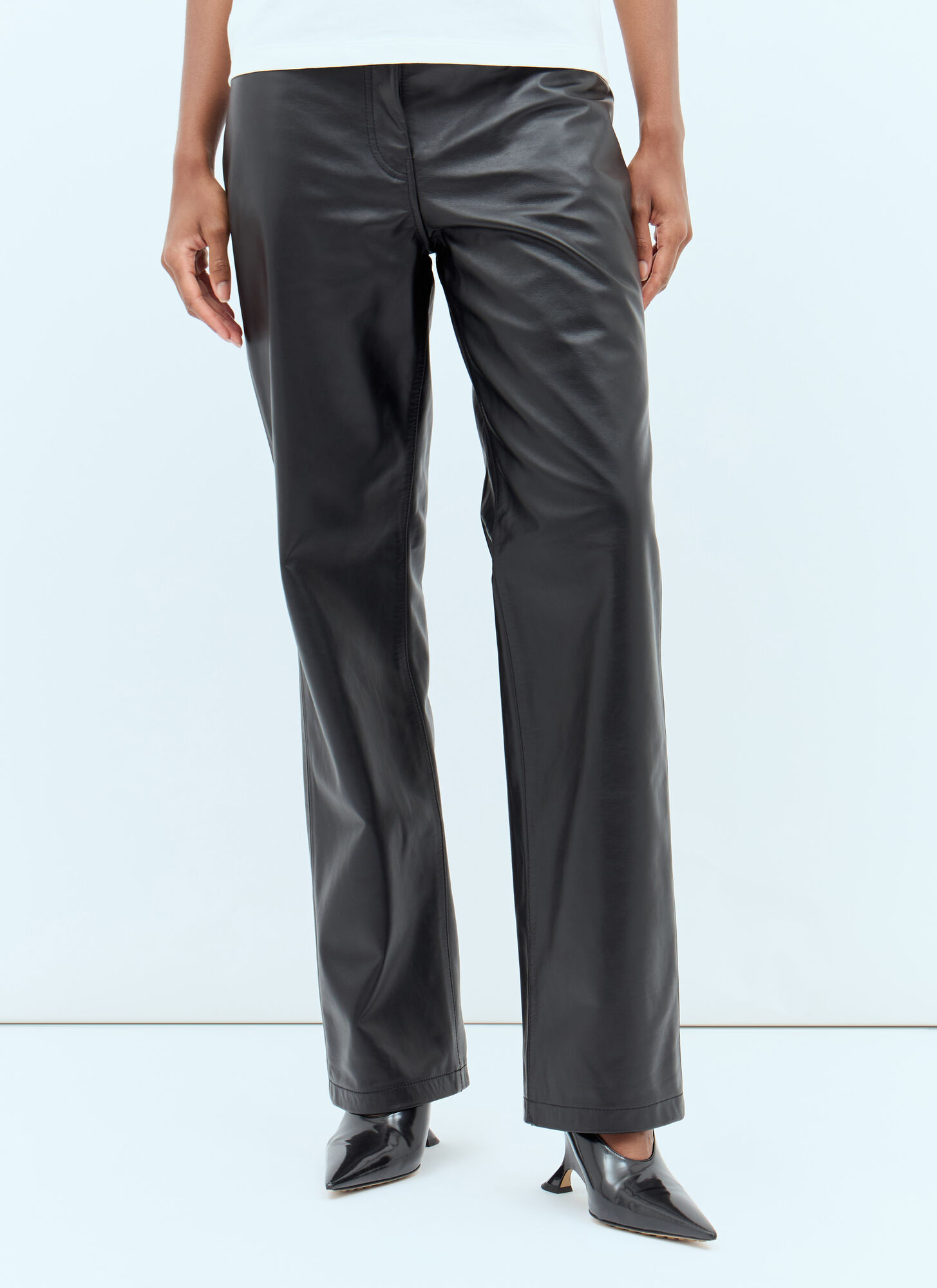 Toteme Women's Black Straight Leather Pants - Woman Pants Fr - 34