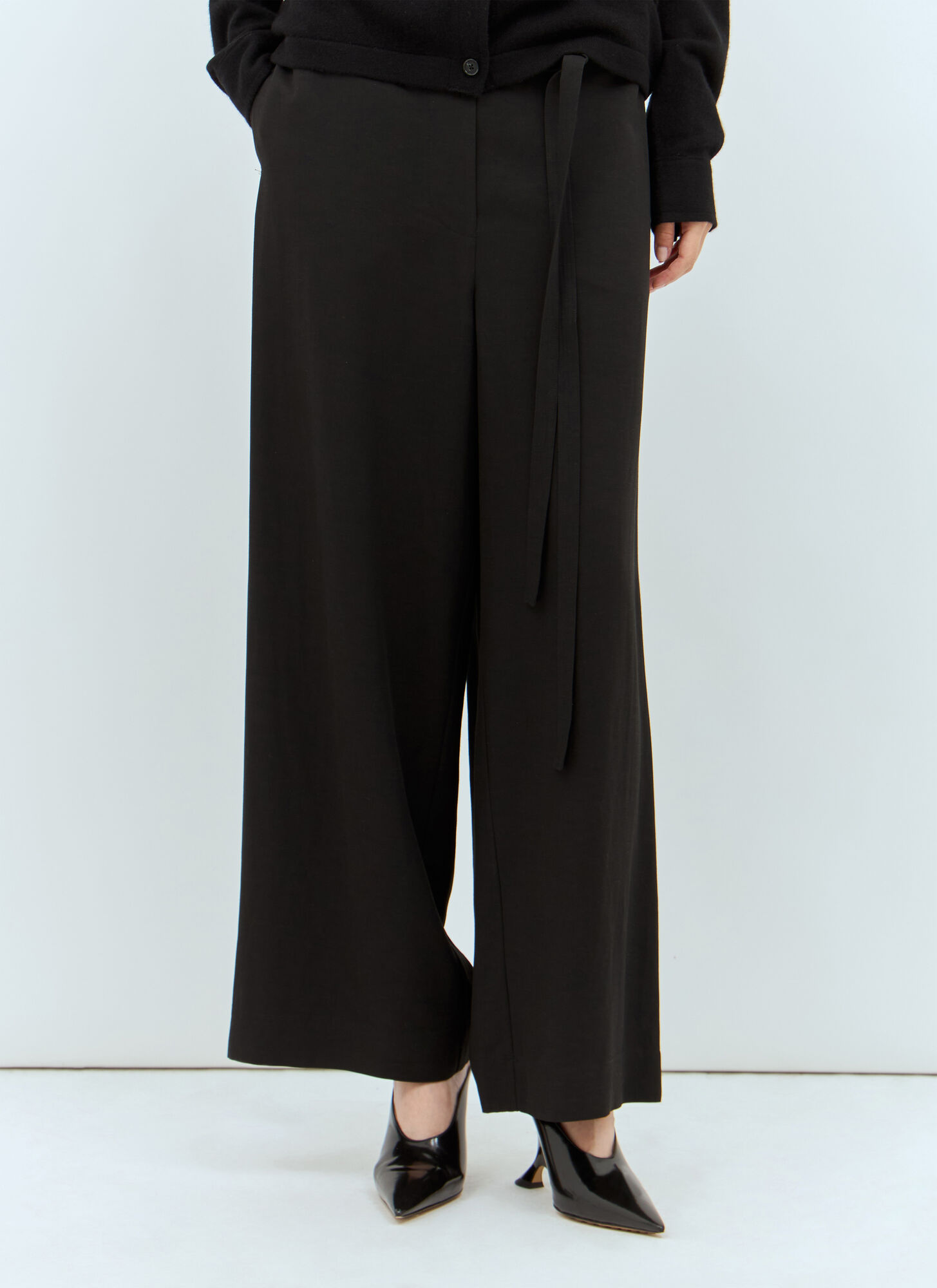 Totême Fluid Drawstring Trousers Black In Black