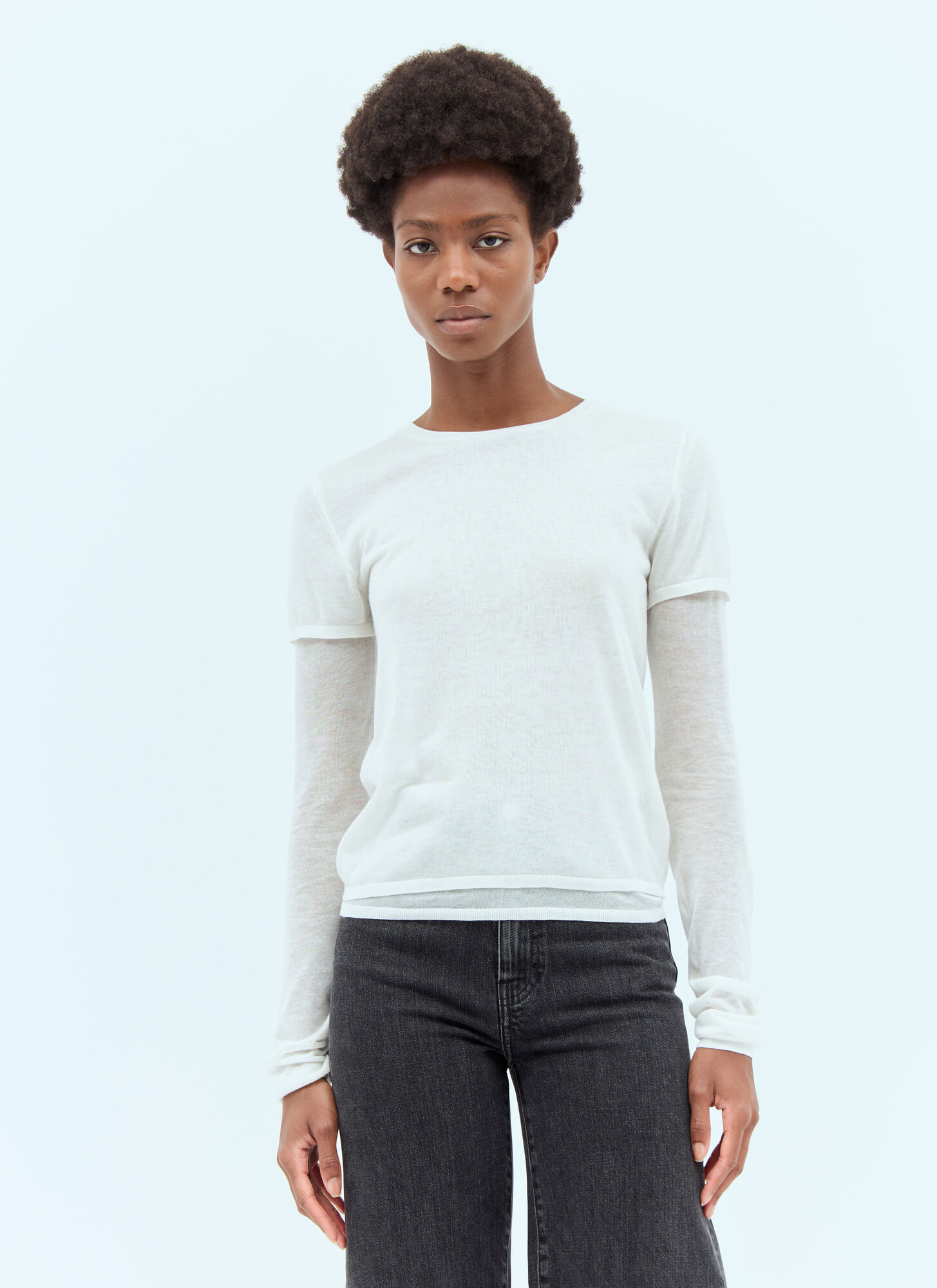 Totême Layered Knitted Cashmere And Silk-blend Top In White