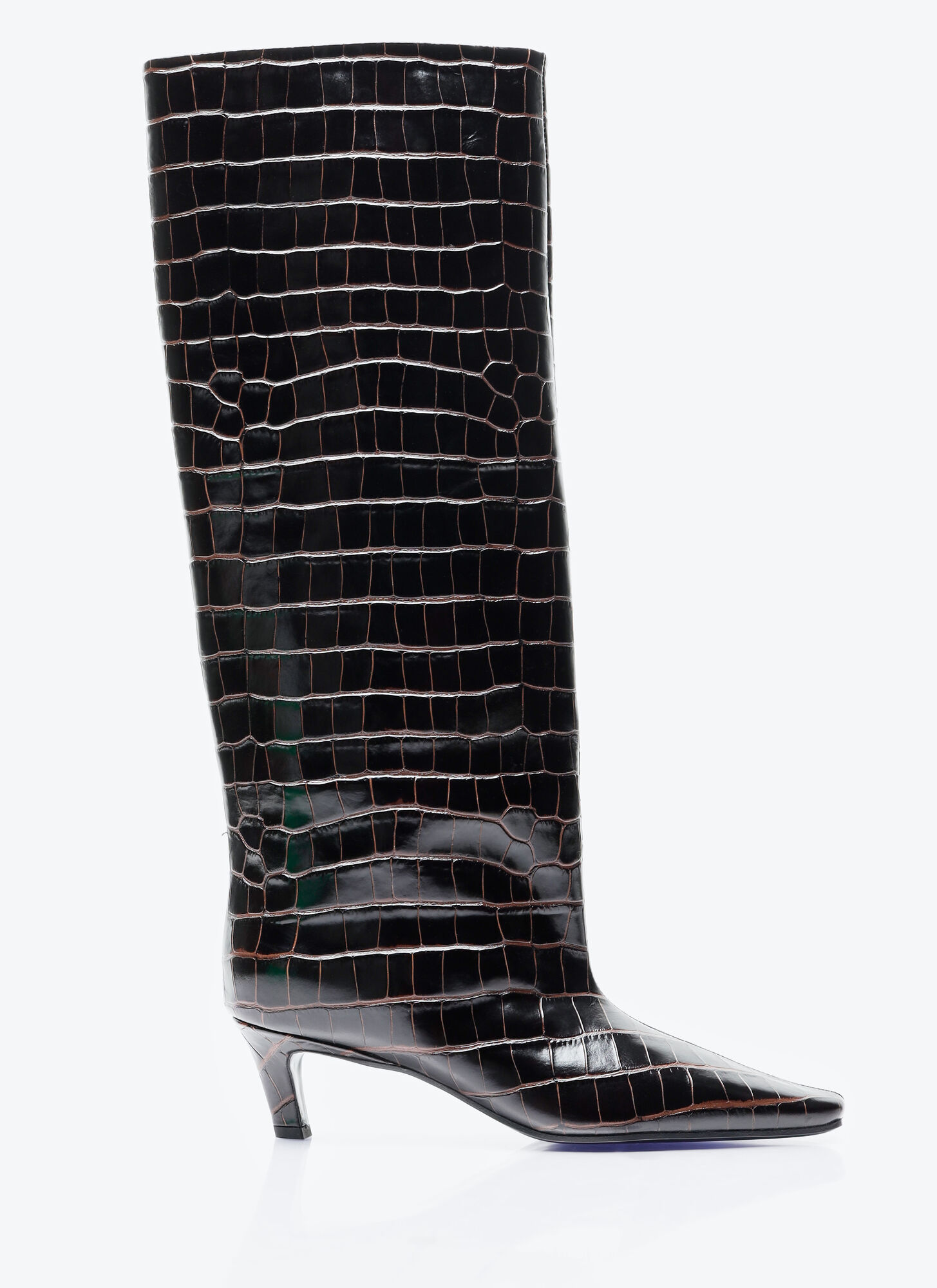 Totême Croco-embossed Wide Shaft Boots Dark Brown In Brown
