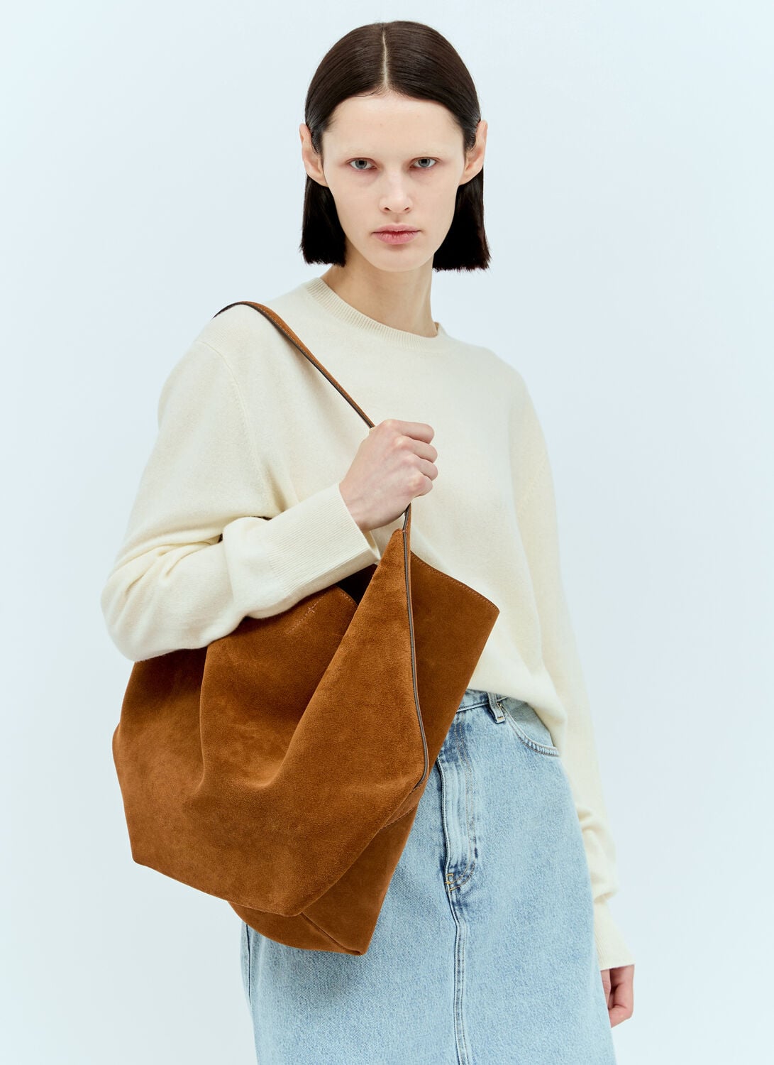TOTEME Suede Belted Tote Bag - Woman Tote Bags Brown One Size