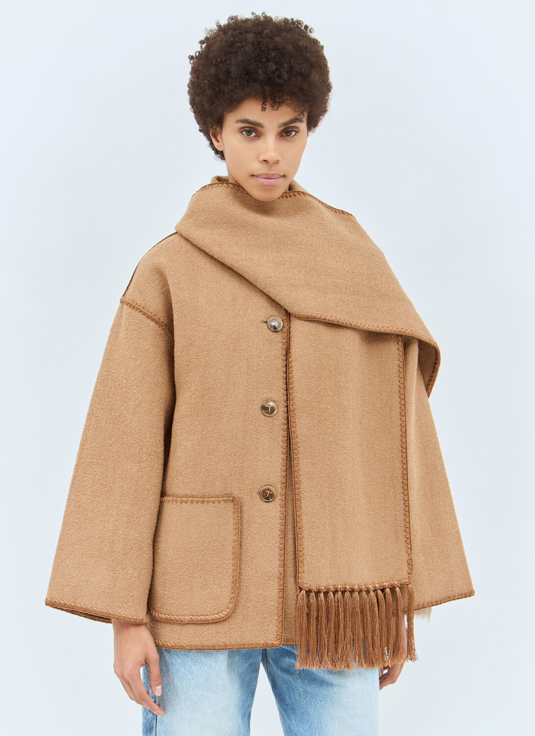 Totême Embroidered Scarf Jacket In Beige