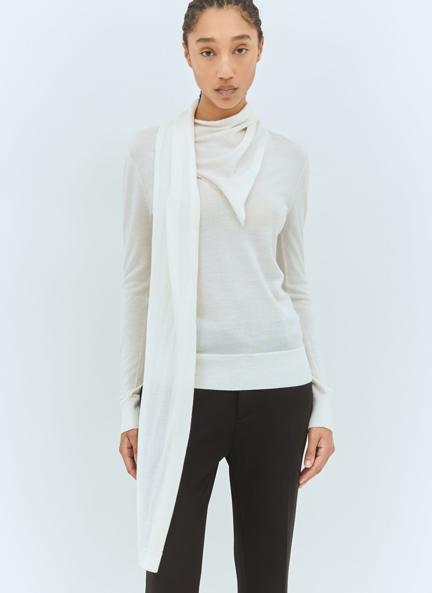 Toteme TOTEME Draped-scarf Wool-blend Top - Woman Tops Cream S　TOTEME ドレープスカーフ ウールブレンドトップ - 女性トップス クリーム S