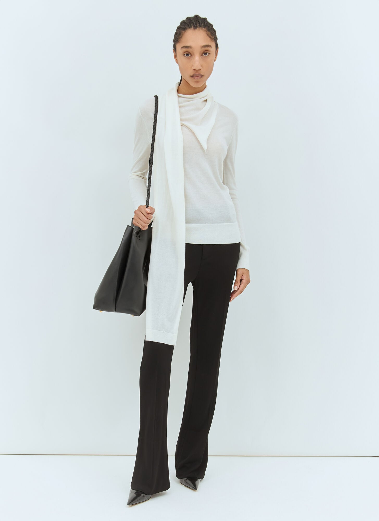  Toteme Toteme Draped-scarf Wool-blend Top - Frau Tops Cream S 