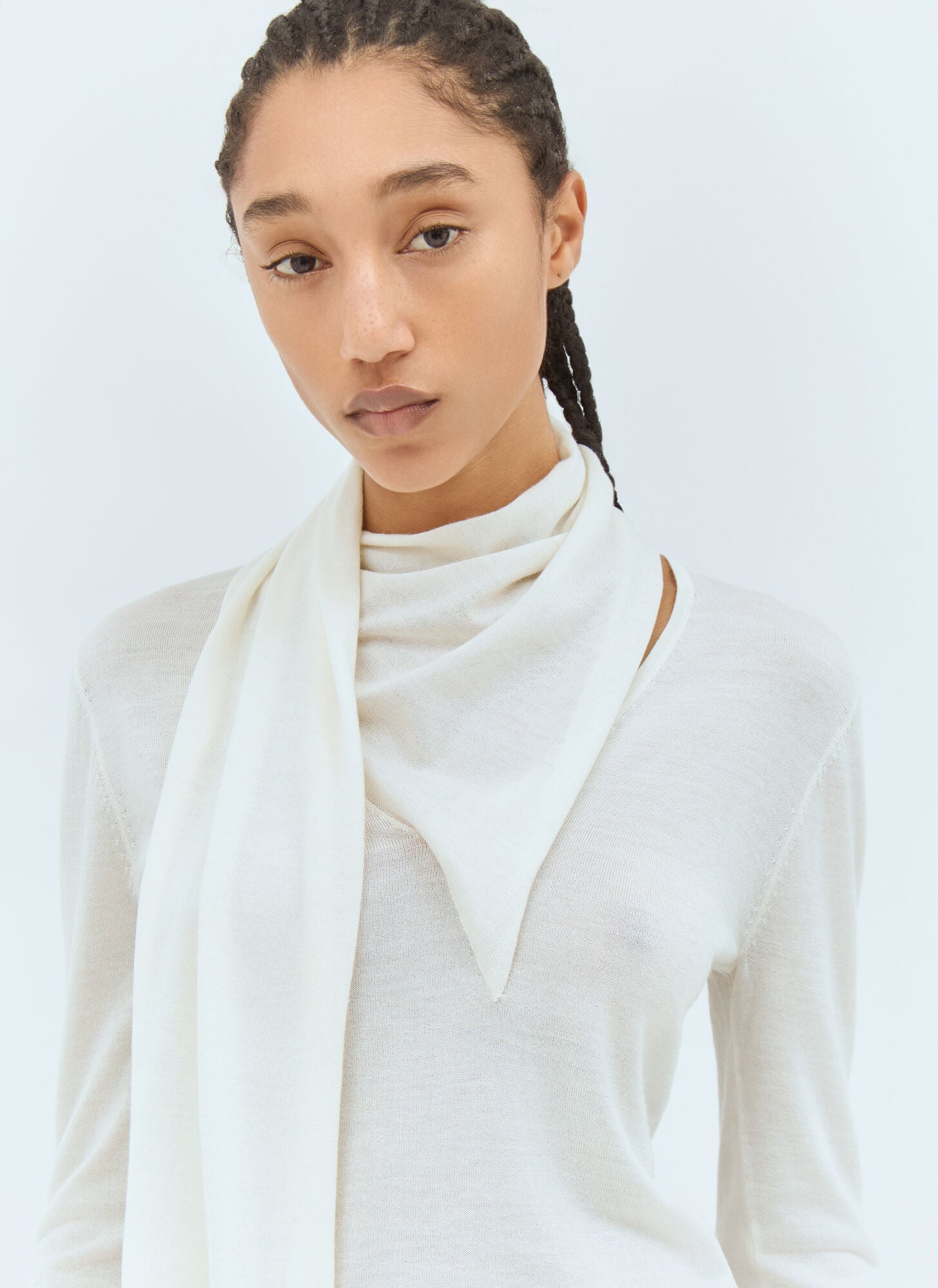  Toteme Toteme Draped-scarf Wool-blend Top - Frau Tops Cream S 