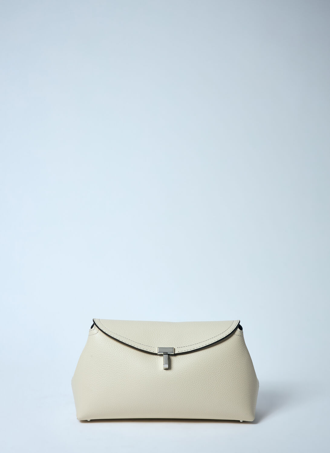 Totême T-lock Leather Clutch In White