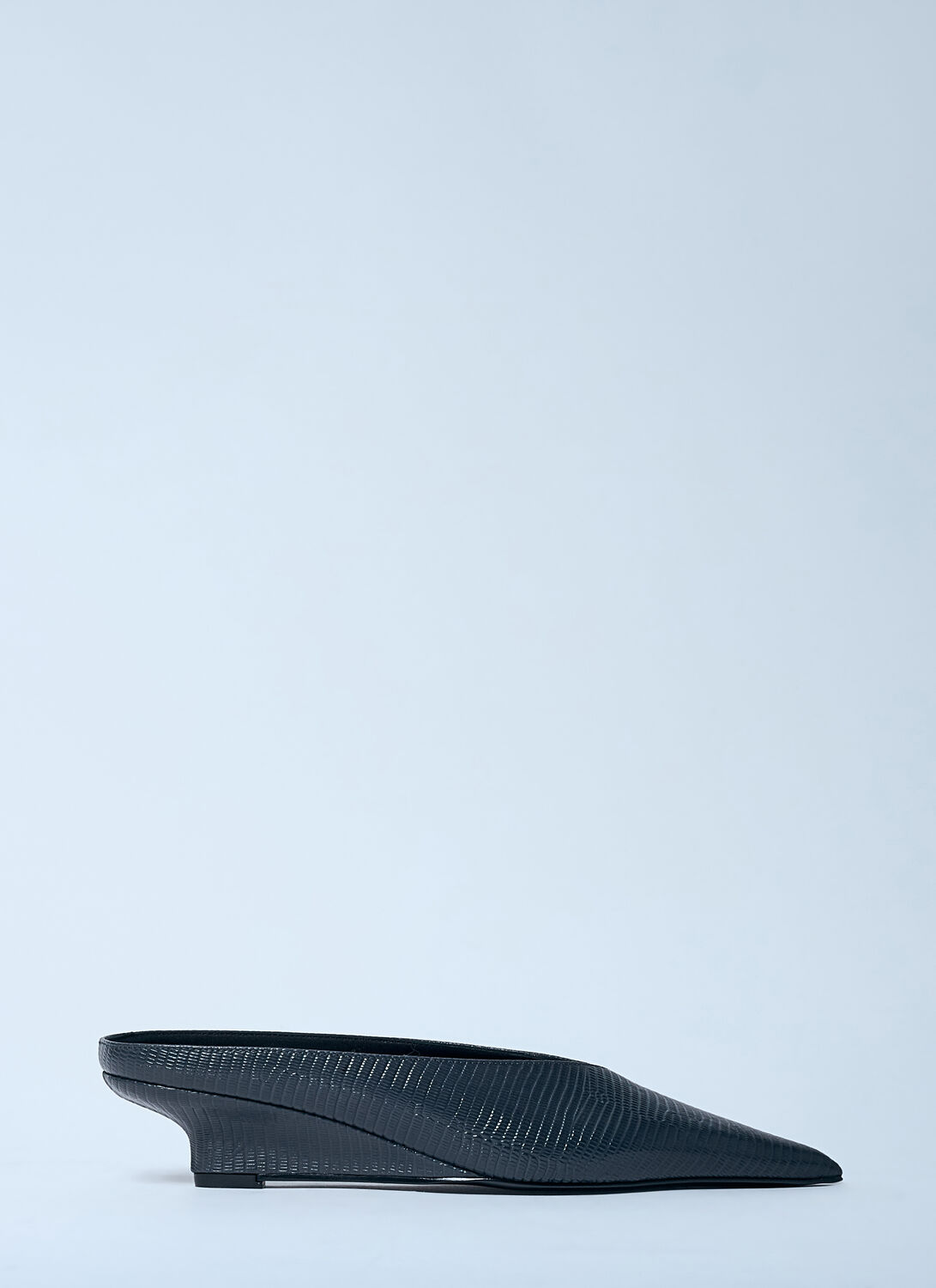 Totême Toteme Women Sharp Lizard-embossed Wedge Mules In Black