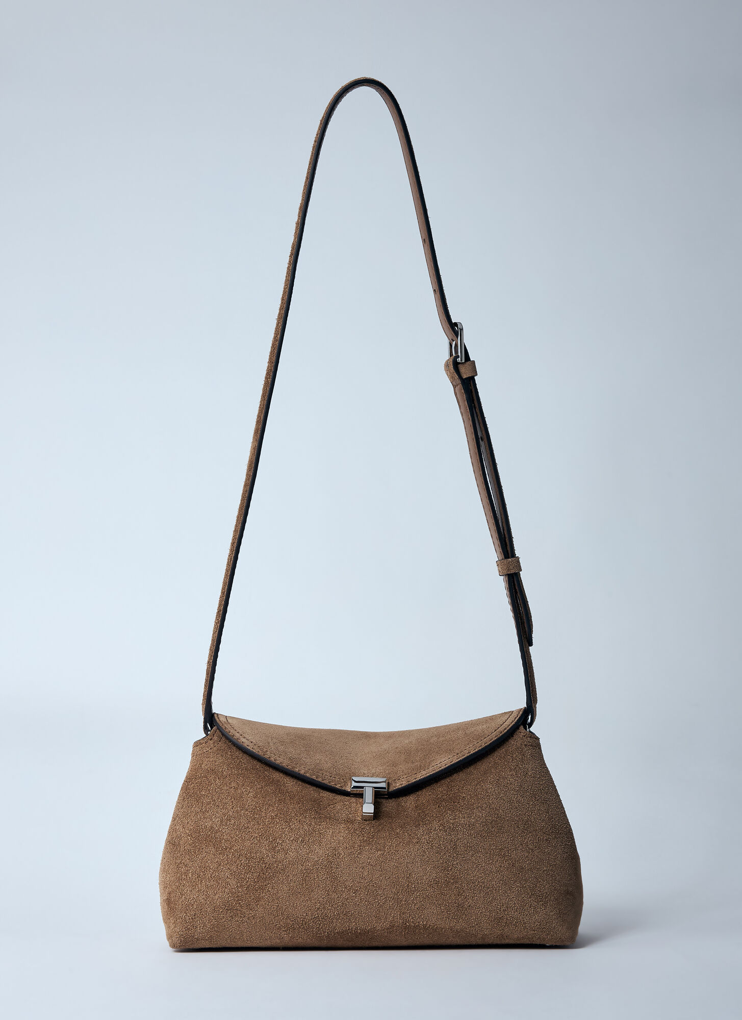 Toteme T-Lock 绒面革手包 - Female 手拿包 Brown One Size