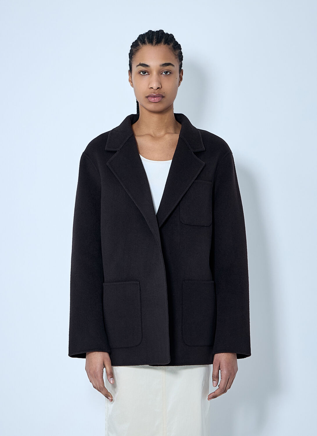 Totême Navy Cropped Jacket In Black