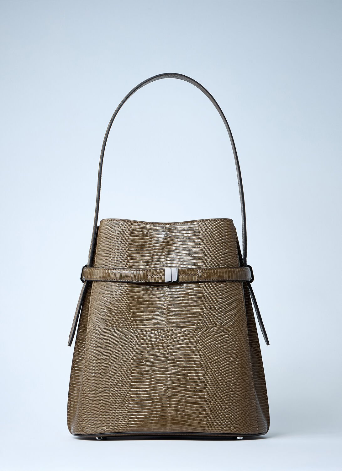 TOTEME Leather Belted Bucket Bag - Woman Shoulder Bags Olive One Size