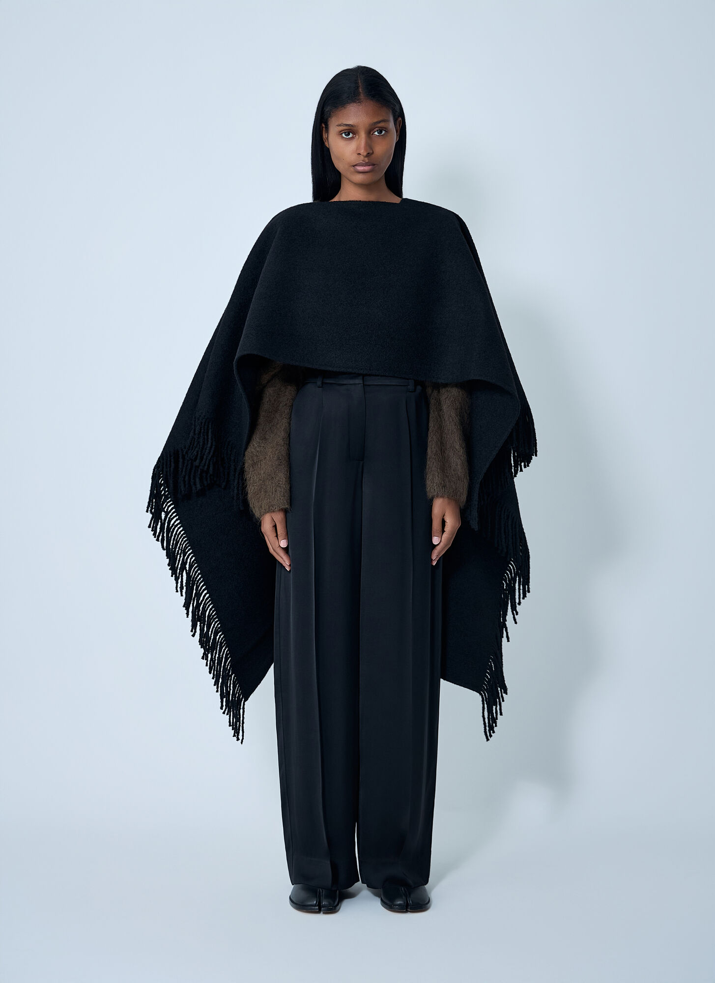 Totême Fringe Poncho In Black
