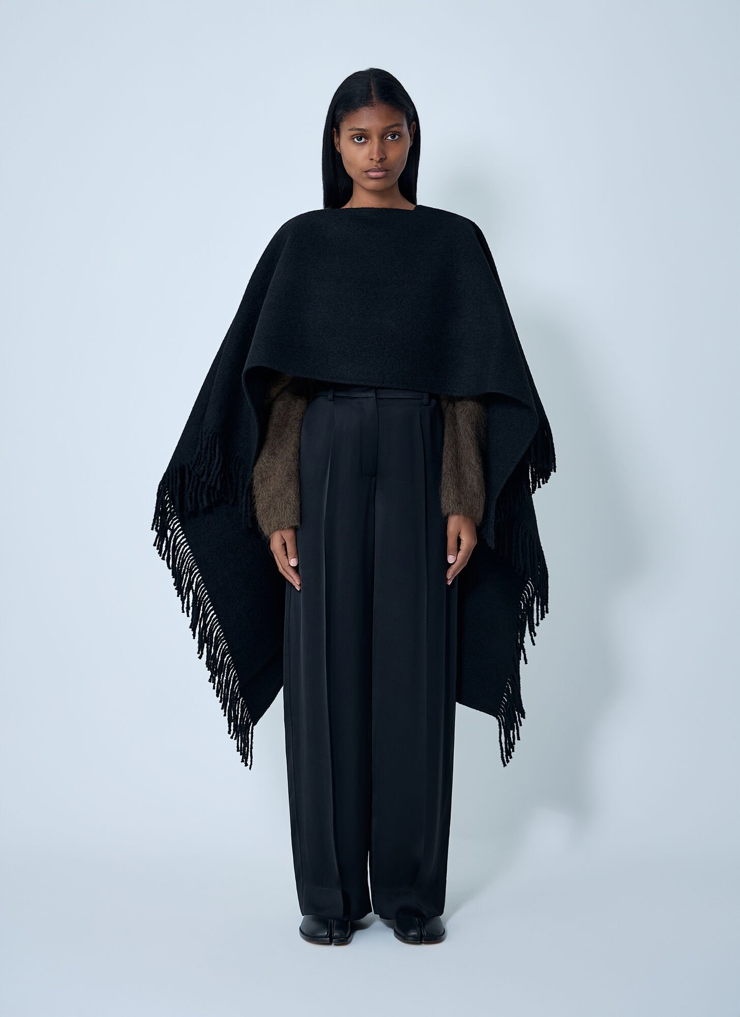 Totême Fringe Poncho In Black