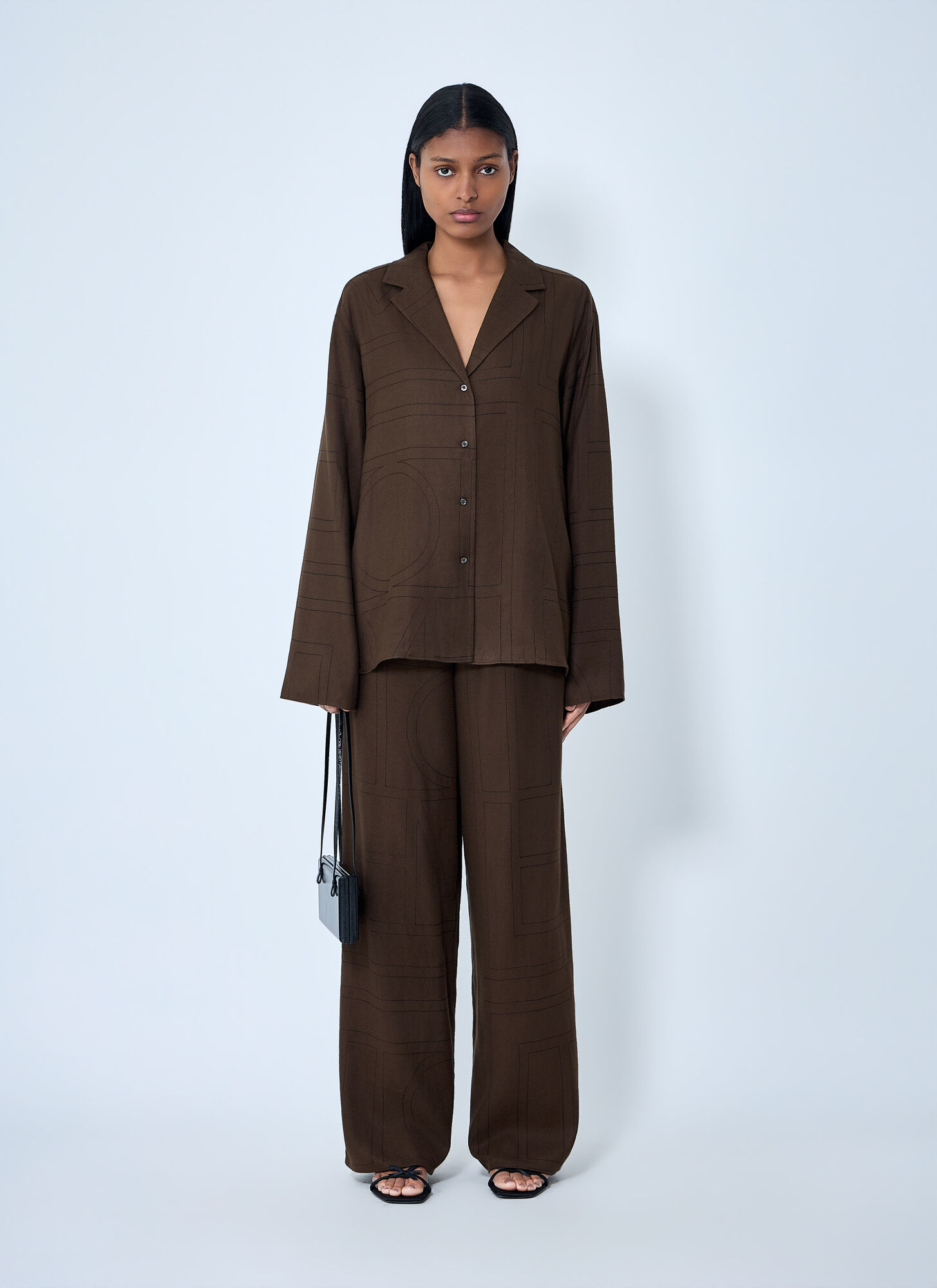  Toteme Toteme Monogram Shirt - Frau Hemden Dark Brown Fr - 40 