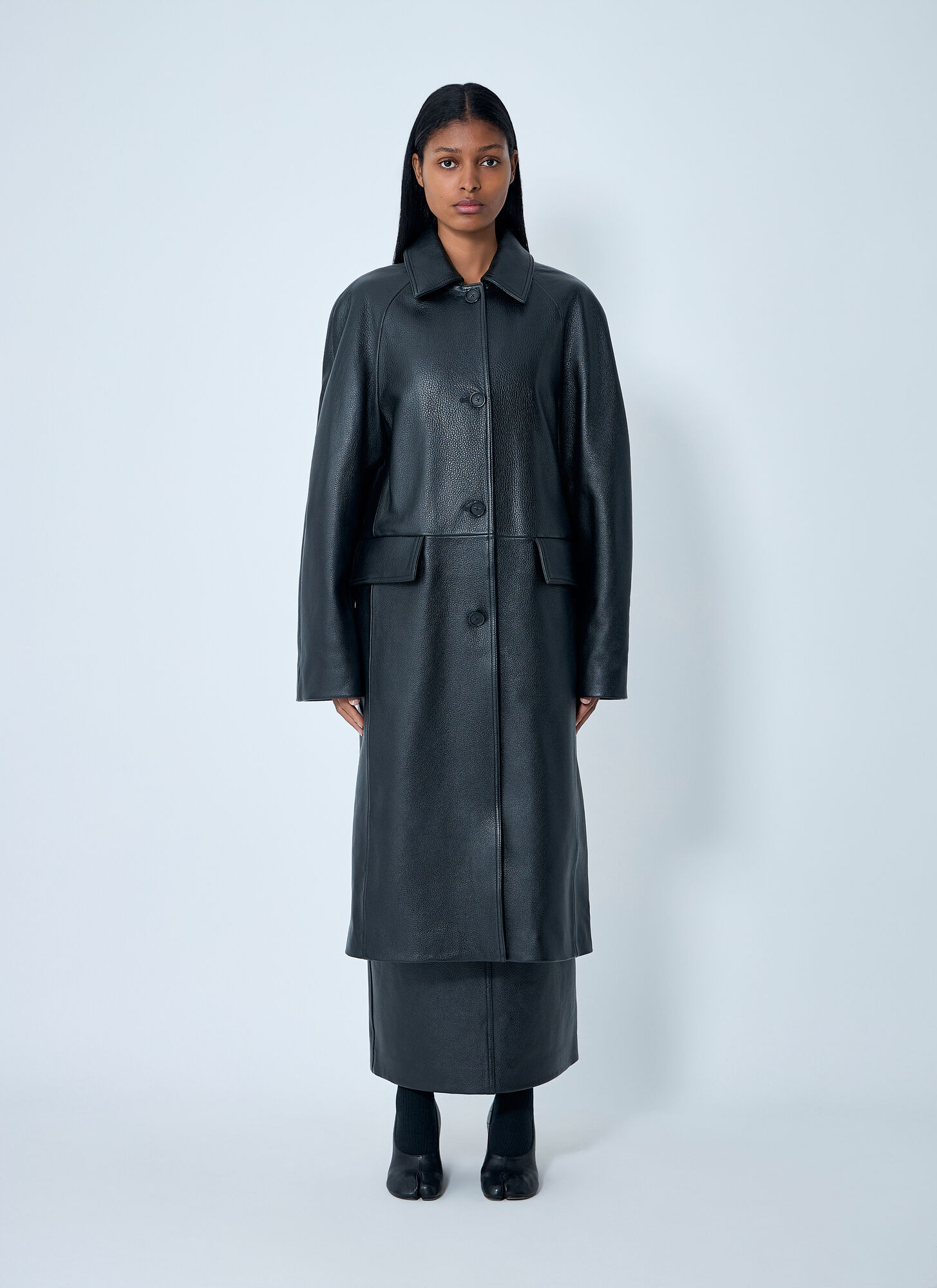 Toteme Women's Black Leather Coat - Woman Coats Fr - 38