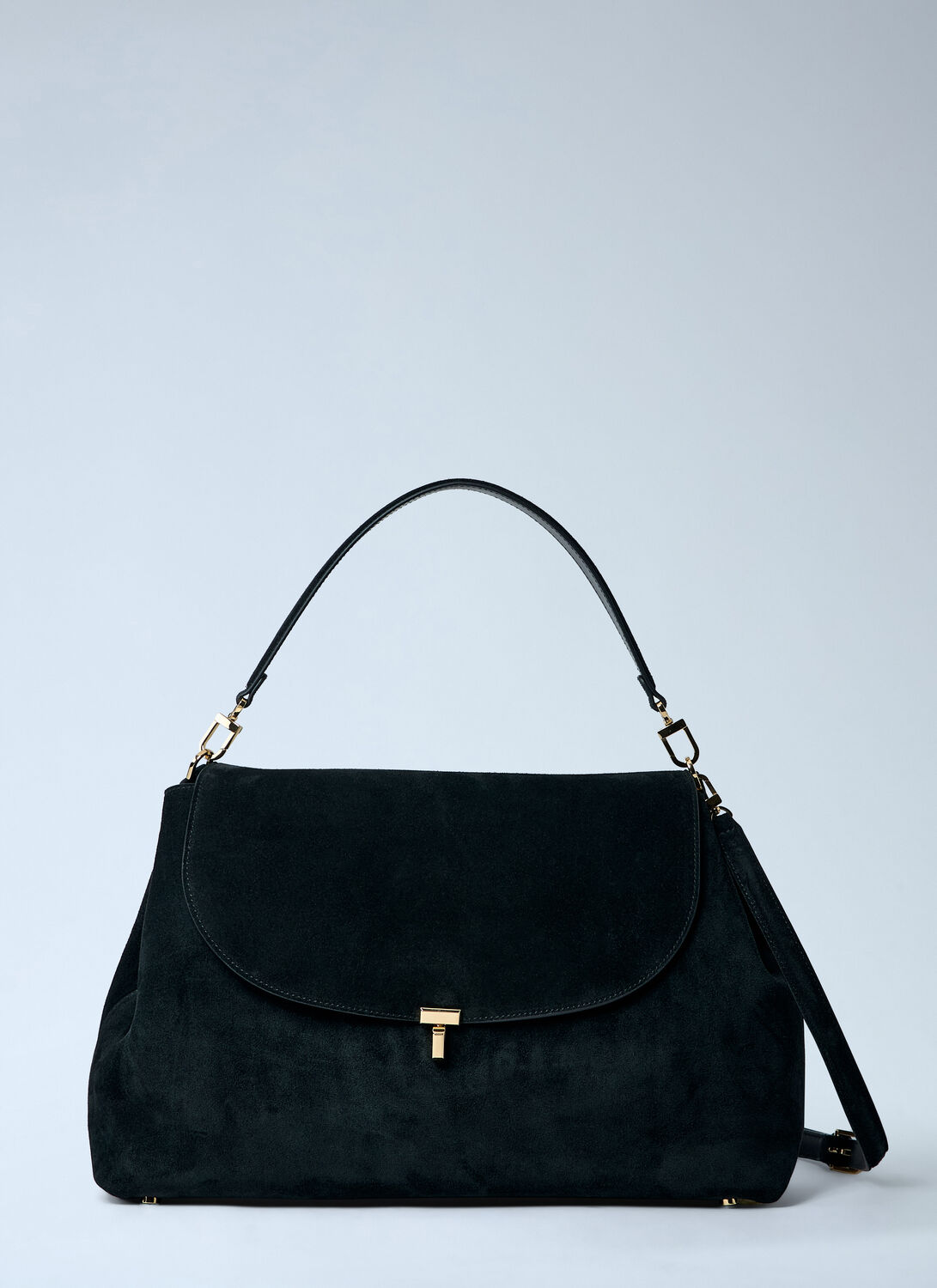 Totême T-lock Suede Satchel Bag In Black