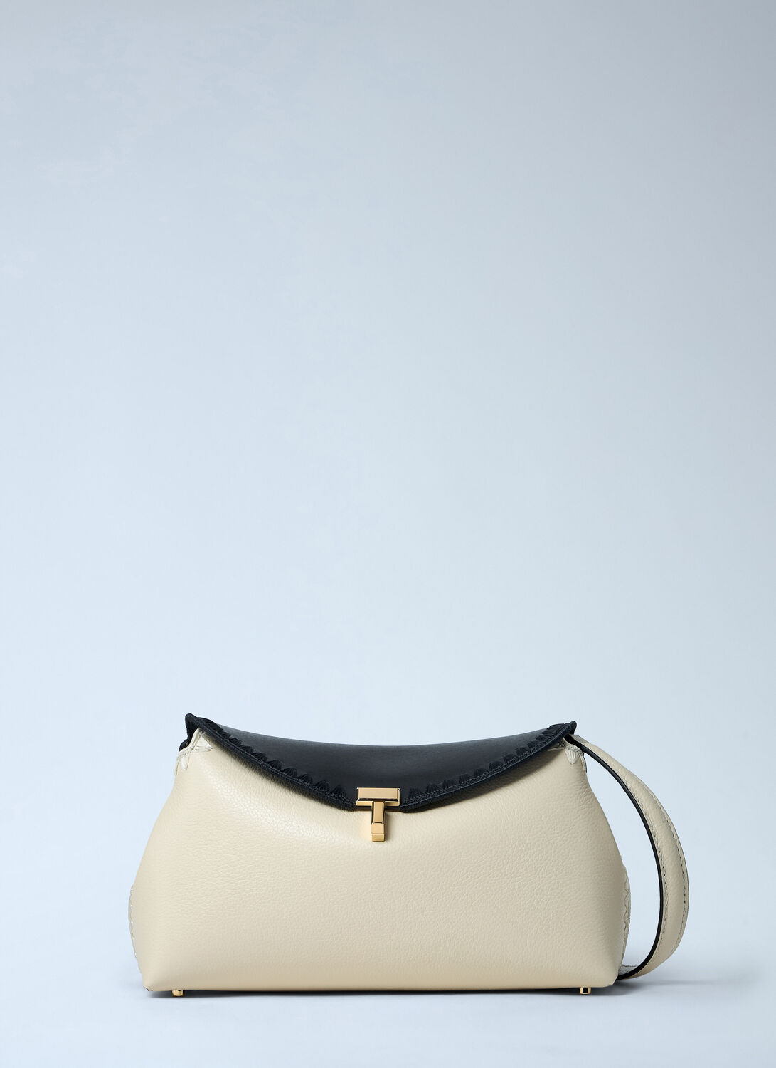 Totême T-lock Embroidered Leather Clutch Bag In White