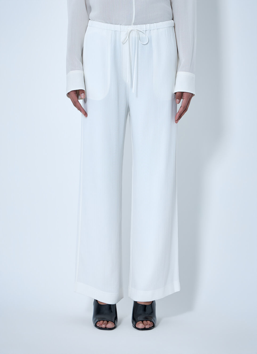TOTEME Wide-leg Trousers With Drawstring Waist - Woman Pants White Fr - 40