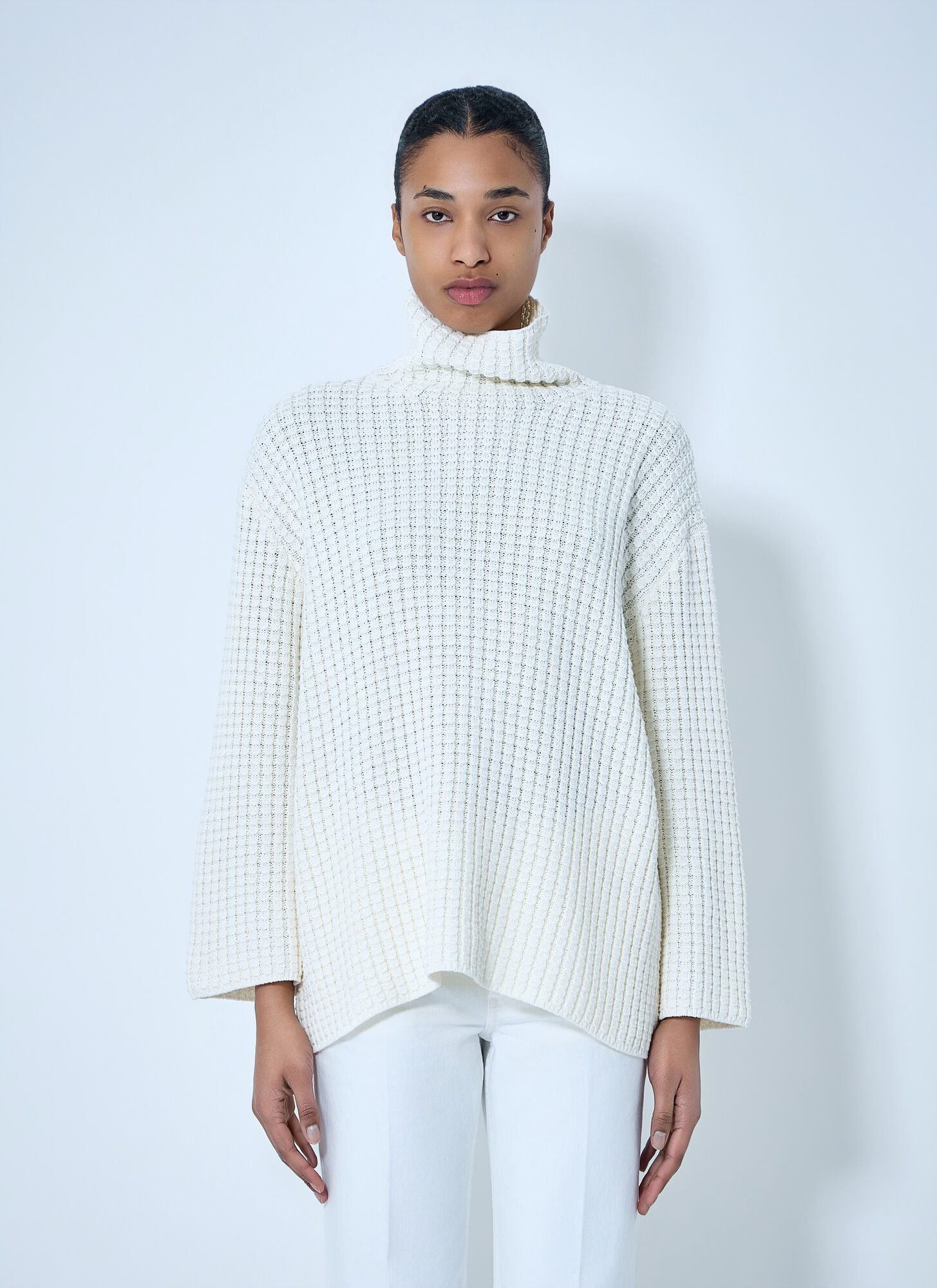 TOTEME Waffle Knit Turtleneck Sweater - Woman Knitwear White M　TOTEME ワッフル ニット タートルネック セーター - 女性ニットウェア ホワイト M TOTEME