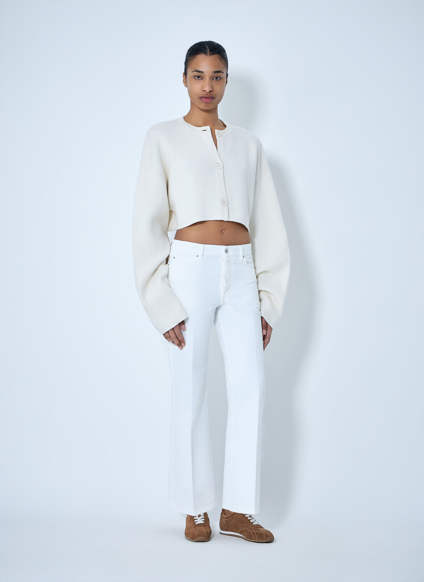  Toteme Toteme Cropped Oversized Cardigan - Frau Strick White S 