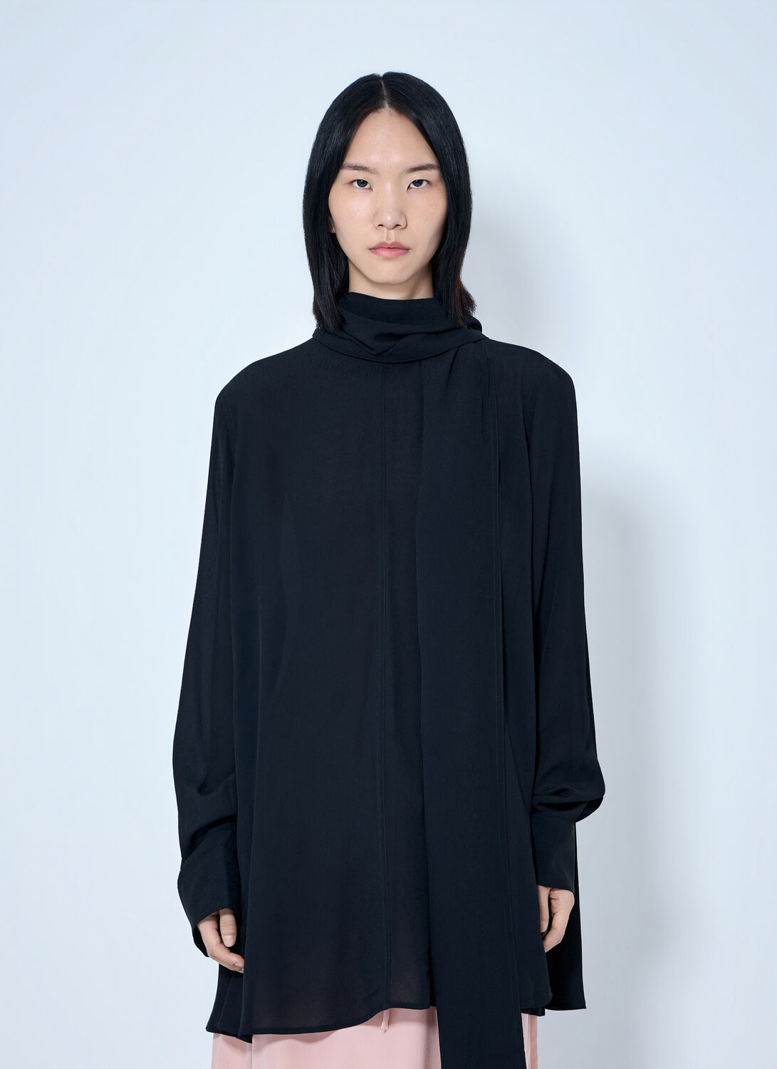 Totême Draped Scarf Blouse In Black