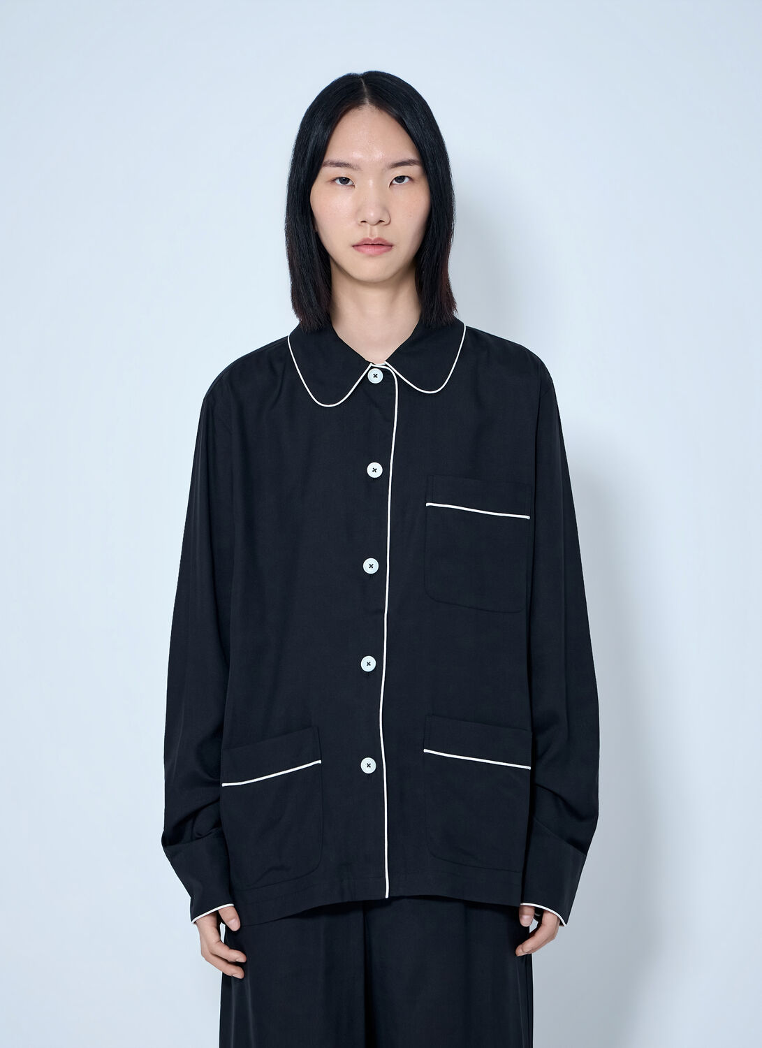 Toteme Piped Pj Top - Woman Shirts Black Fr - 40