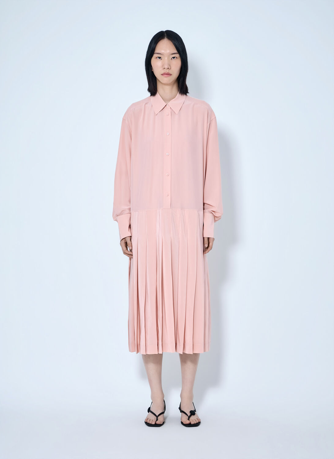 Totême Pleated Shirtdress In Pink