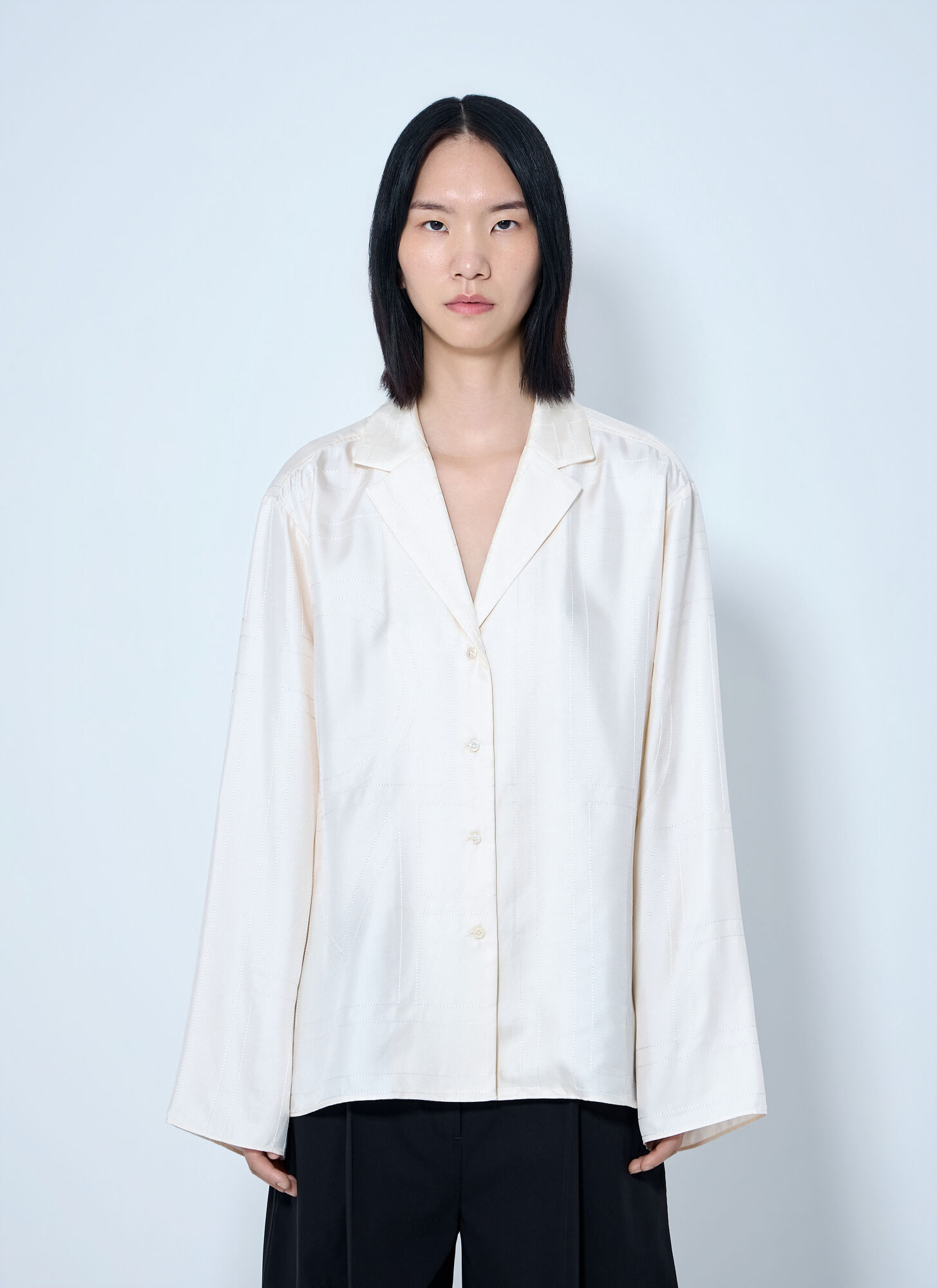 Toteme Women's White Monogram Silk Pj Shirt - Woman Shirts Fr - 38