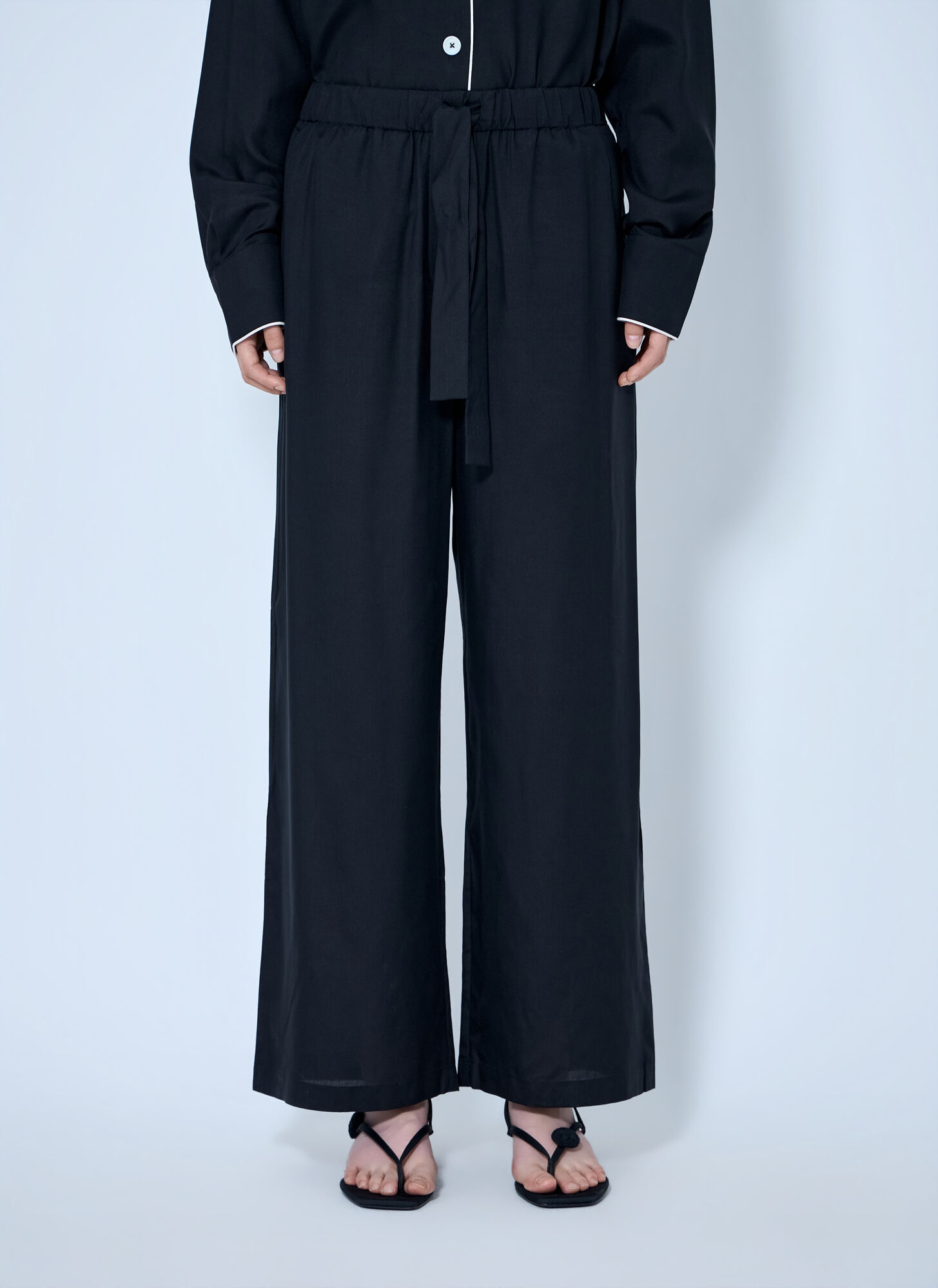 Toteme Piped Silk Trousers - Woman Pants Black Fr - 38 Toteme