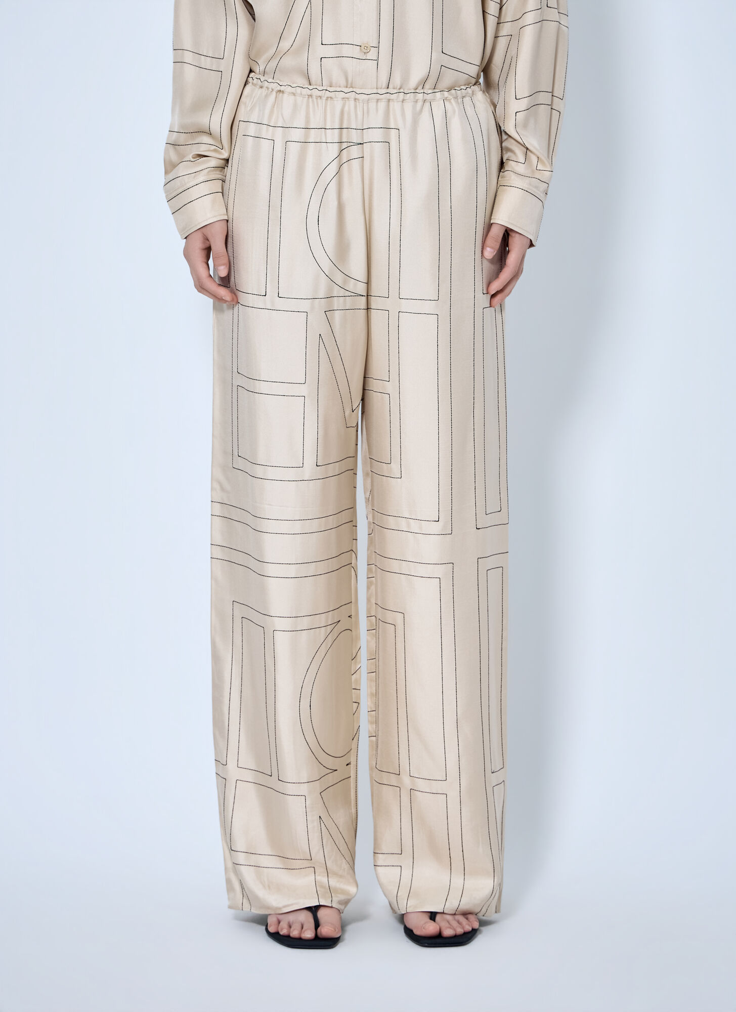 Toteme Women's Cream Monogram Silk Pj Pants - Woman Pants Fr - 38