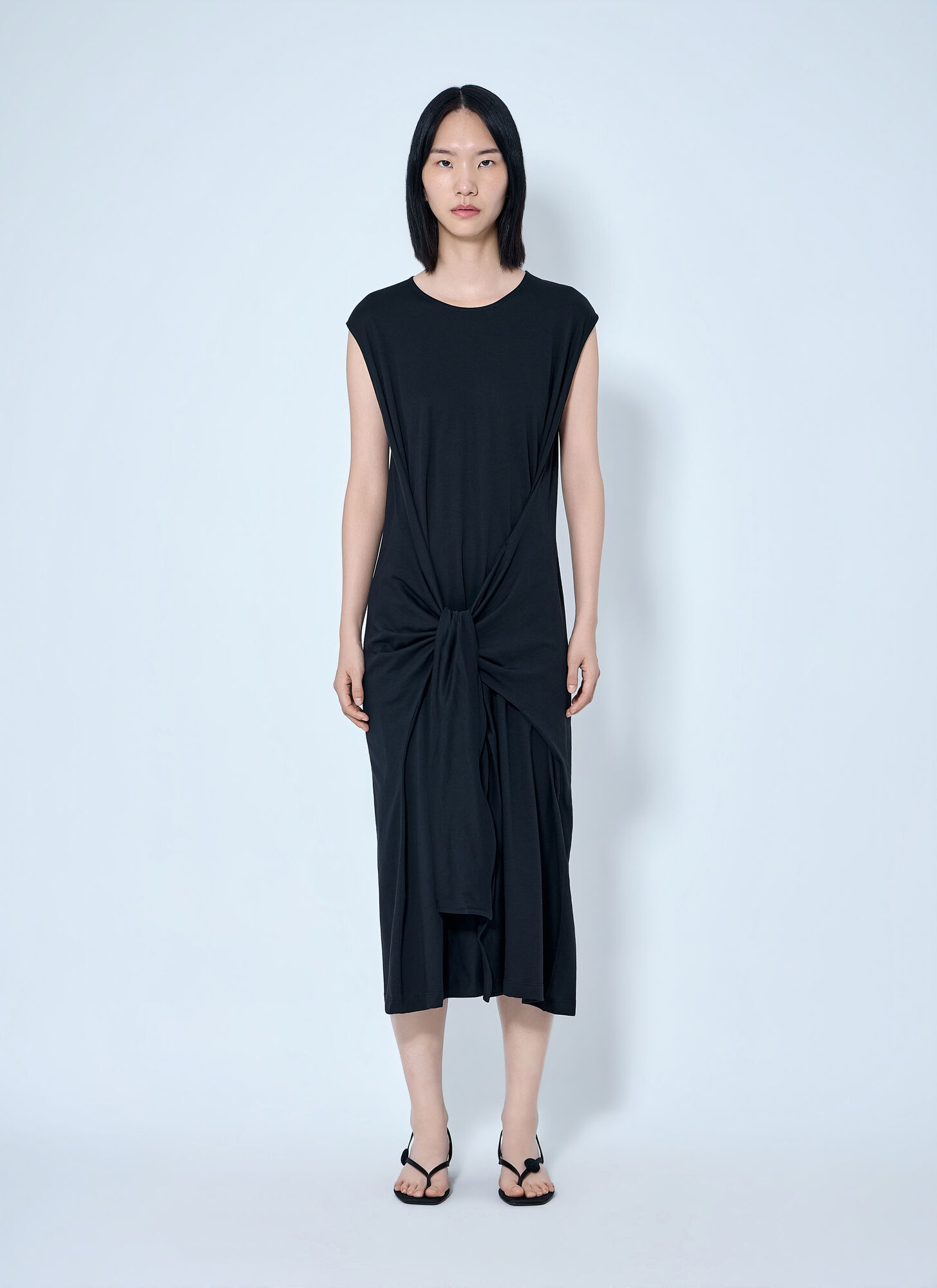 Toteme Women's Black Tie-Waist Jersey Dress - Woman Dresses S