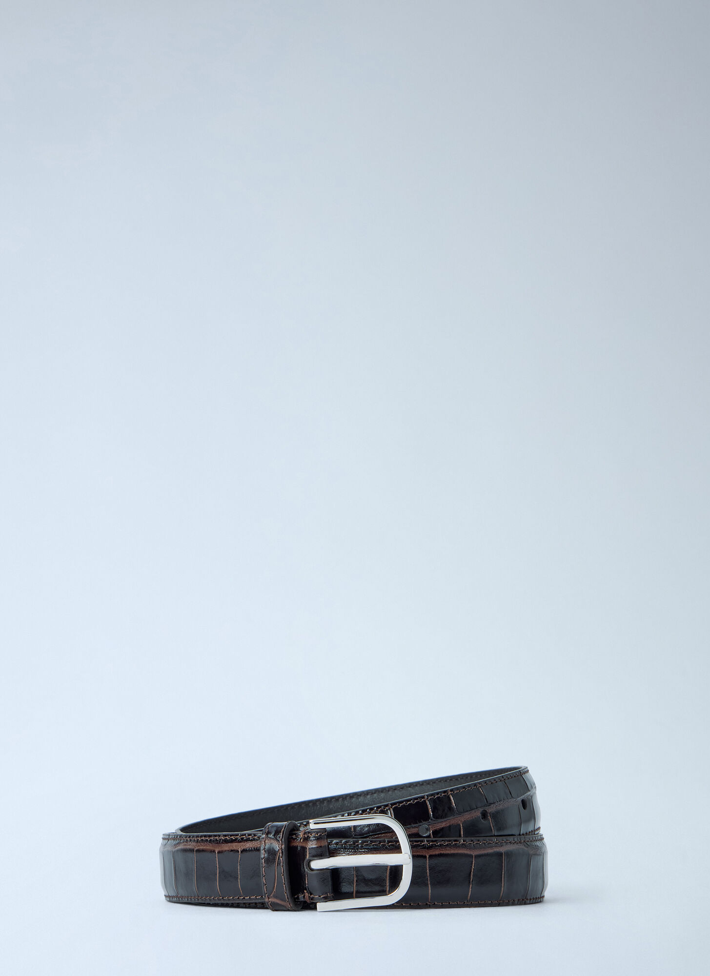Toteme Toteme Slim Croco-embossed Belt - Woman Belts Black 80　Toteme スリム クロコ型押しベルト - 女性ベルト ブラック 80