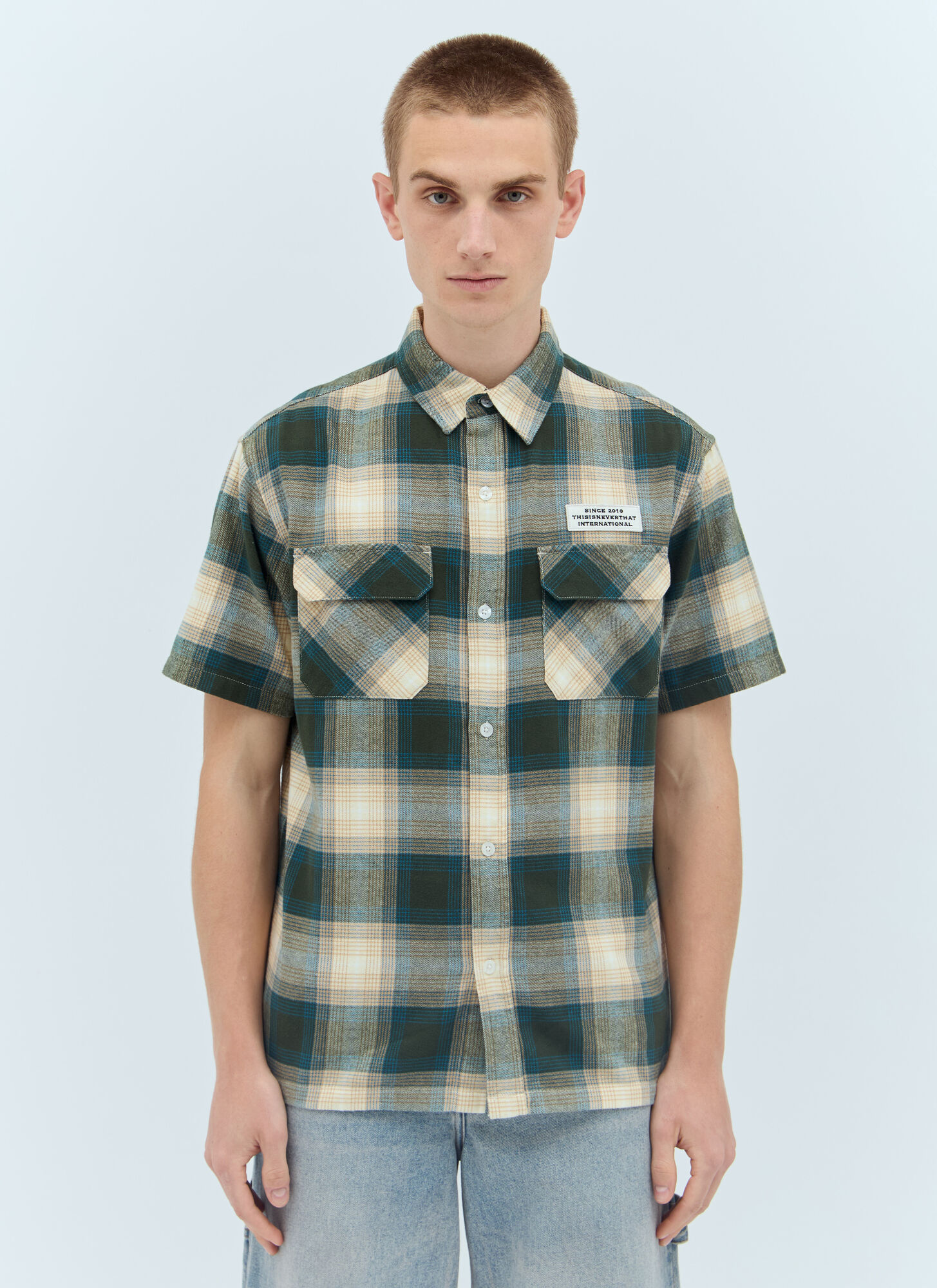 Shop Thisisneverthat Ombre Check Shirt In Green