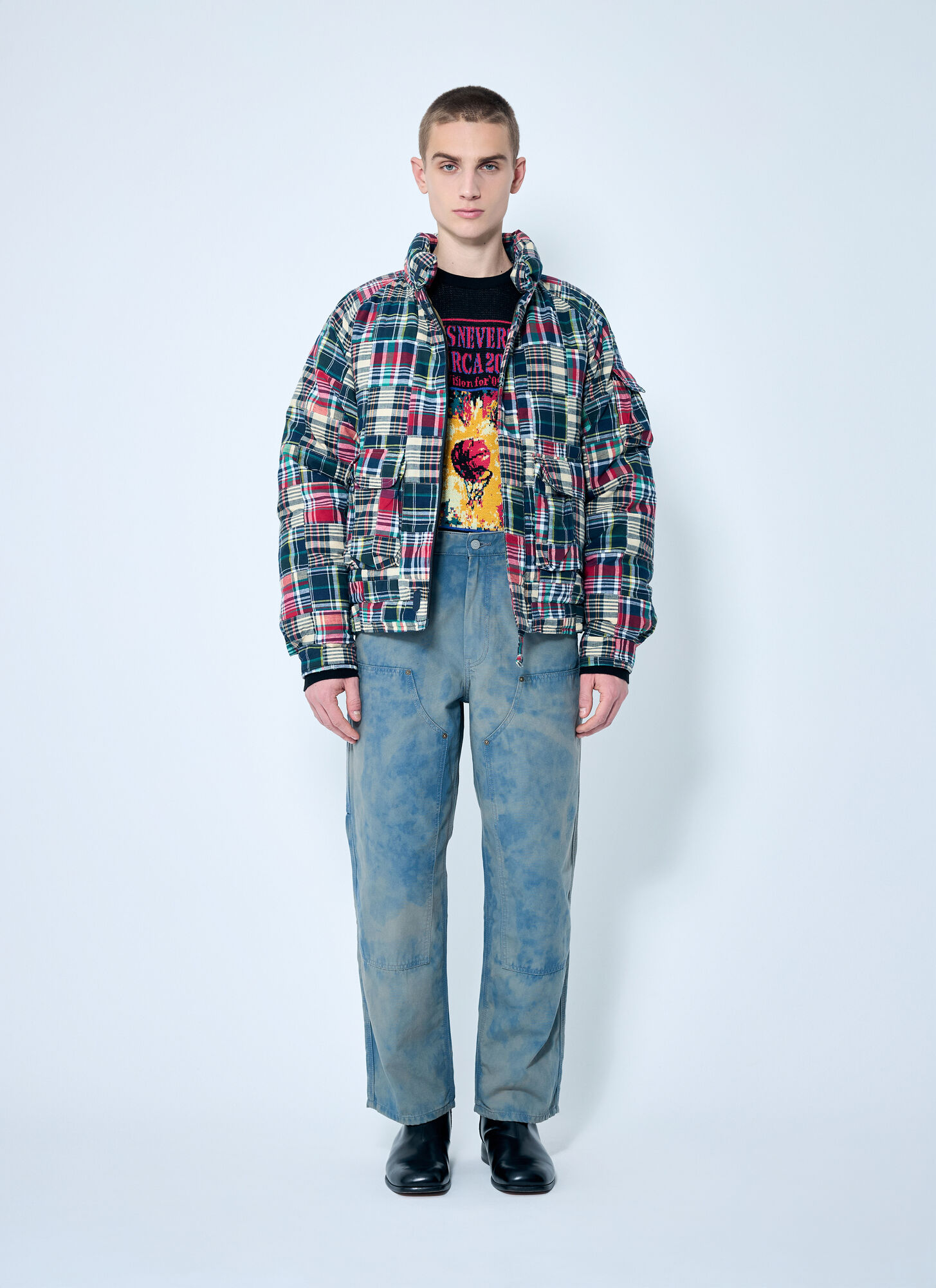  Thisisneverthat® Thisisneverthat® Bleached Double Knee Pants - Mann Hosen Blue L 