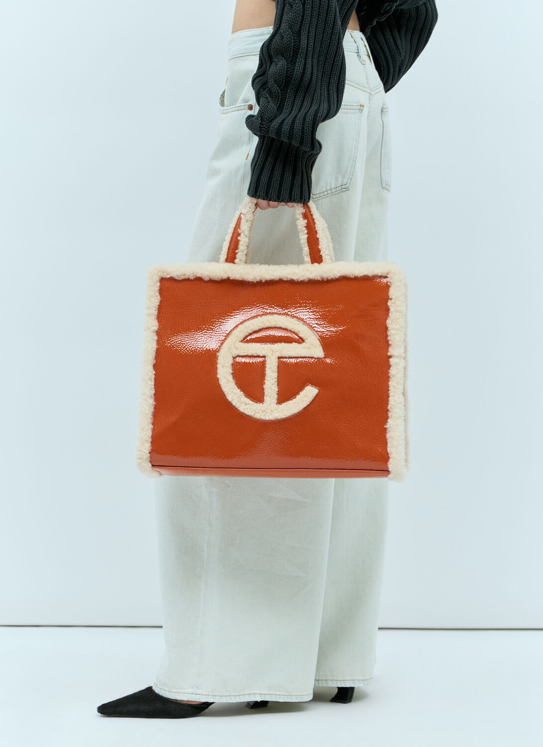 Ugg X Telfar Medium Crinkle Tote Bag In Orange