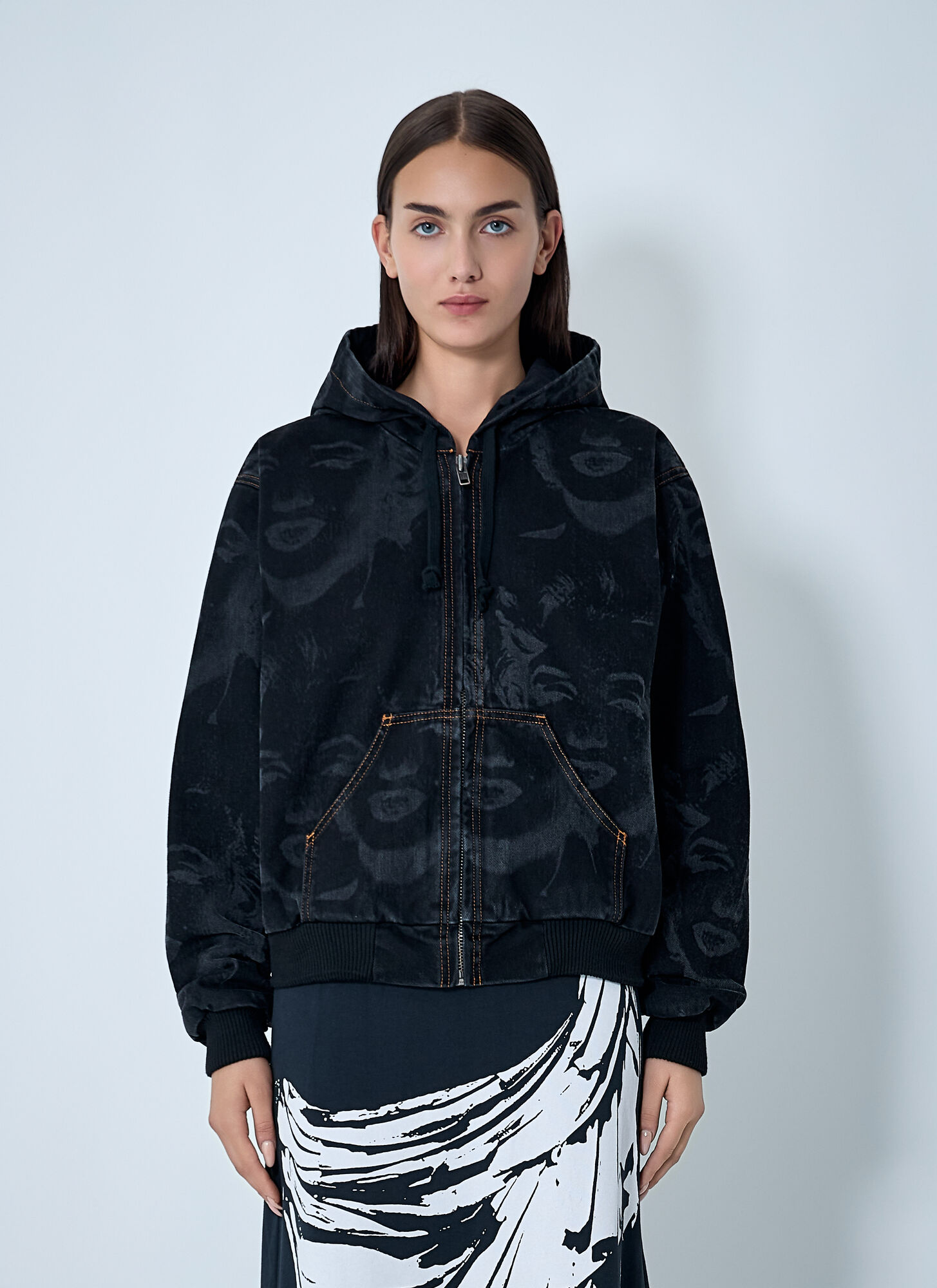 Vaquera Womens Black Marilyn Hooded Denim Jacket In Black