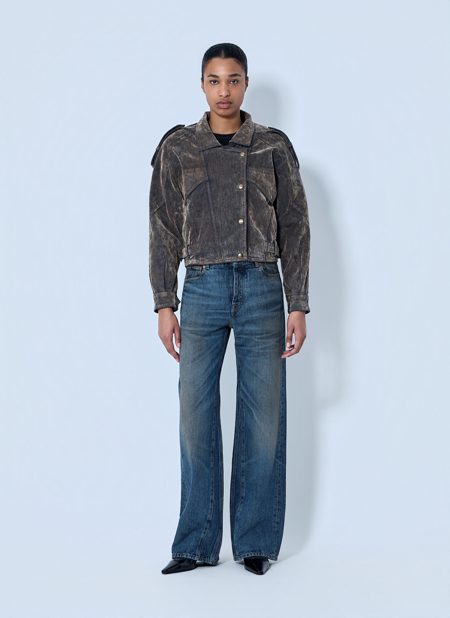  Vaquera Vaquera Flocked Denim Jacket - Frau Jacken Brown M 
