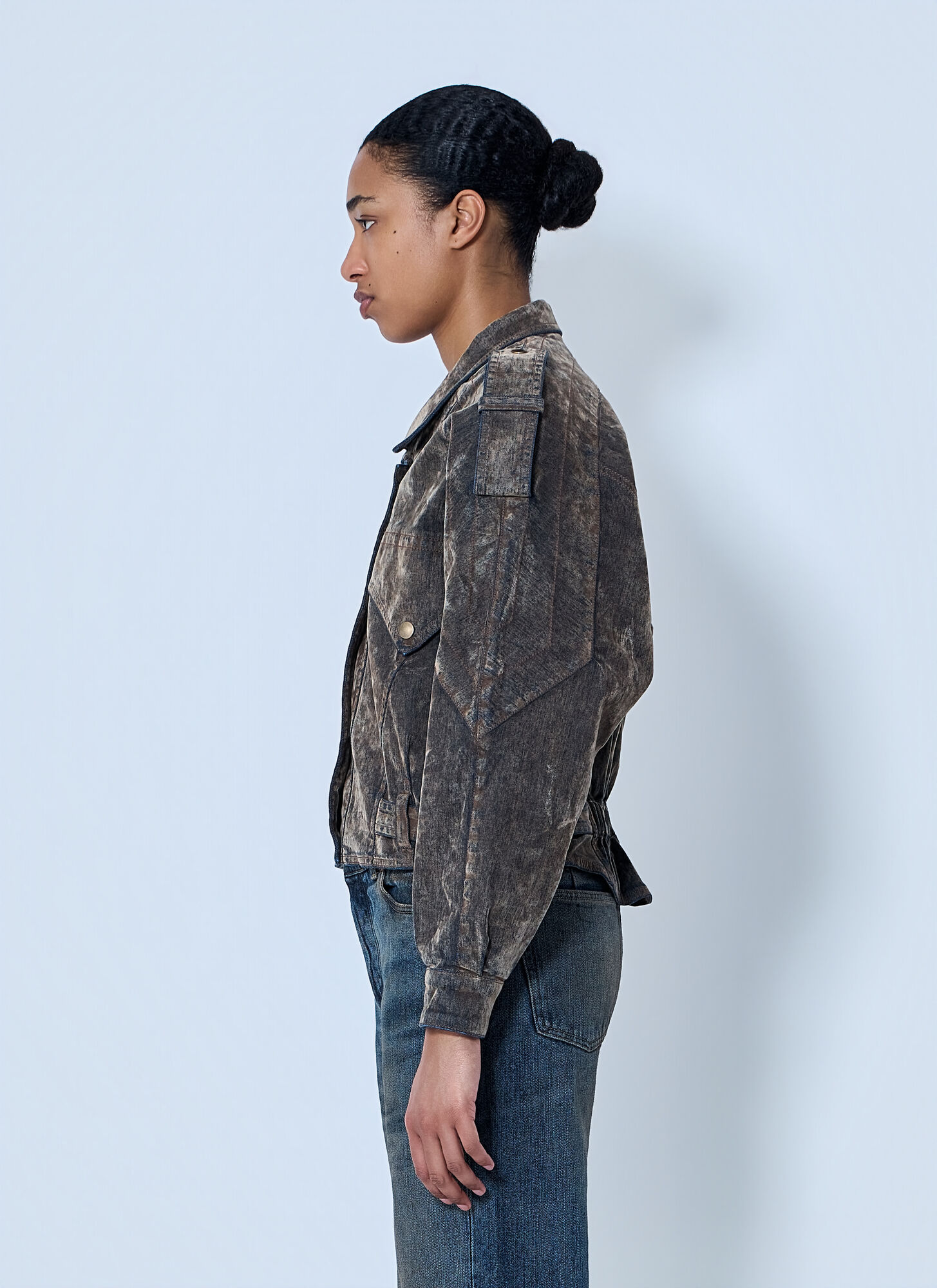  Vaquera Vaquera Flocked Denim Jacket - Frau Jacken Brown M 