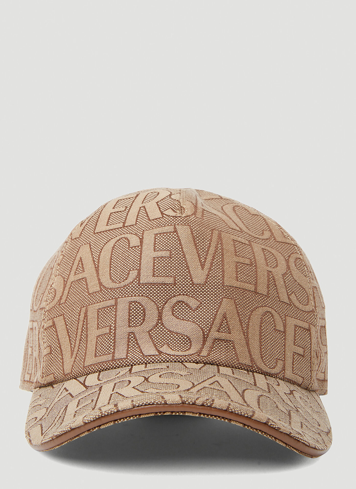 Shop Versace Logo Baseball Cap In Beige