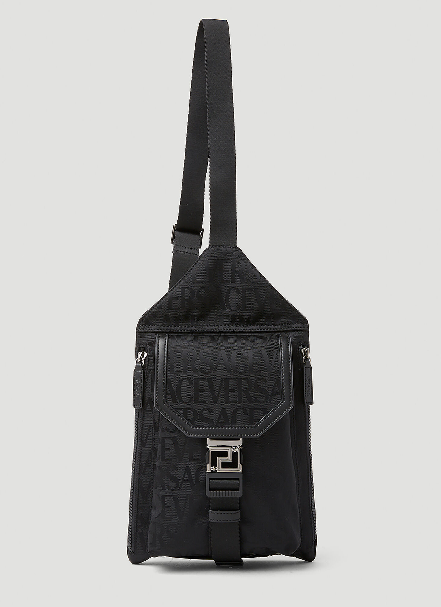 Shop Versace One Shoulder Crossbody Bag In Black