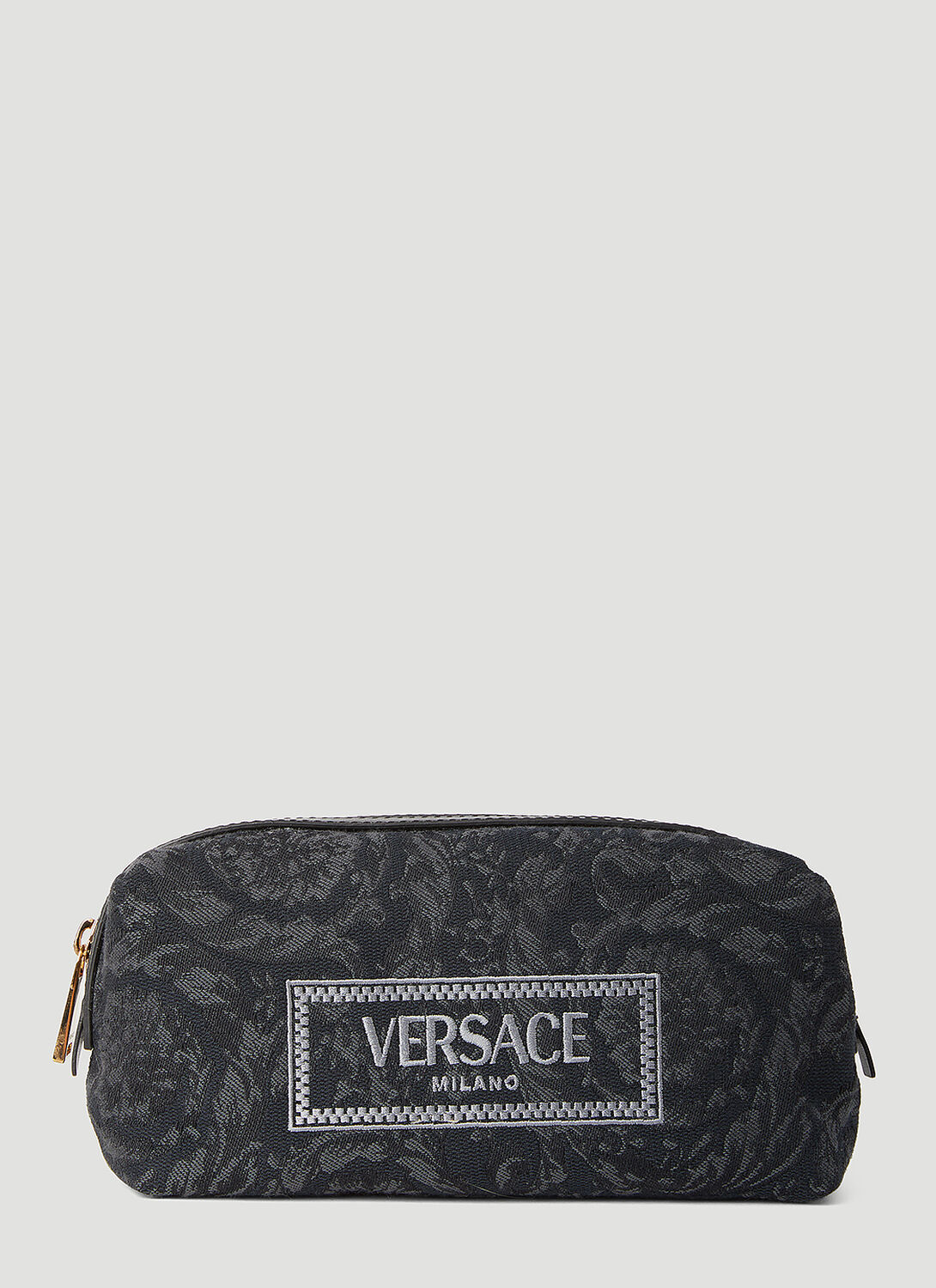 Shop Versace Barocco Athena Jacquard Vanity Pouch In Black