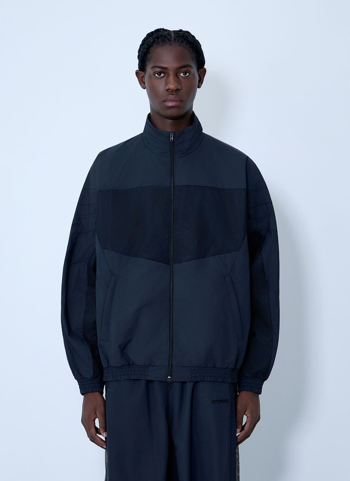 Vetements Uomo Nero - Mesh Panel Track Jacket, Size: S