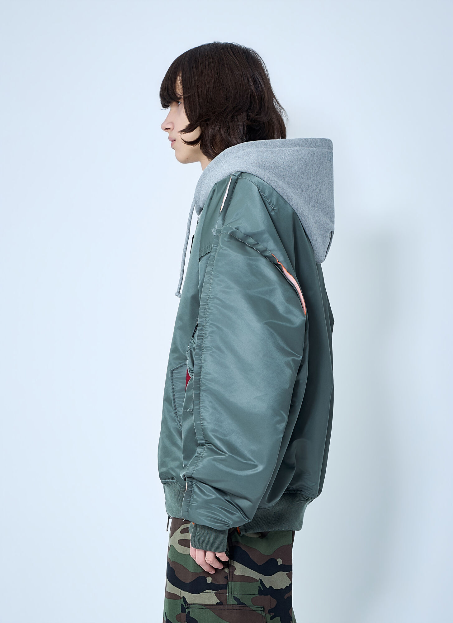 Vetements Vetements Bomber Jacket With Attached Hood - Mann Jacken Green L 