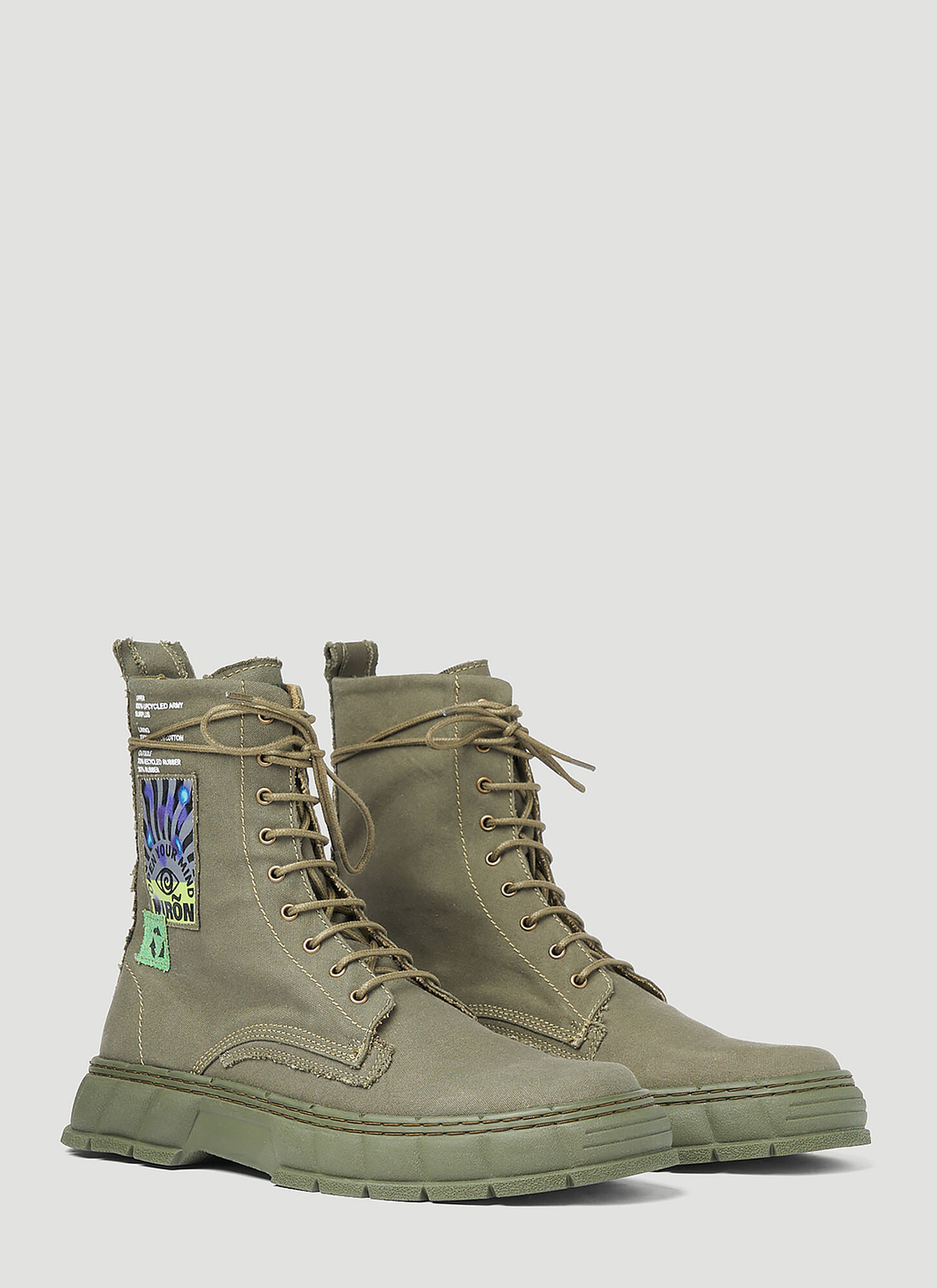  Virón Virón 1992 Upcycled Canvas Boots -  Stiefel Khaki Eu - 37 