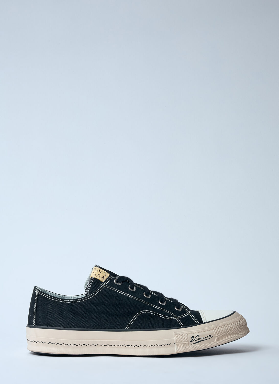 Visvim Skagway Lo Leather-trimmed Canvas Sneakers In Black