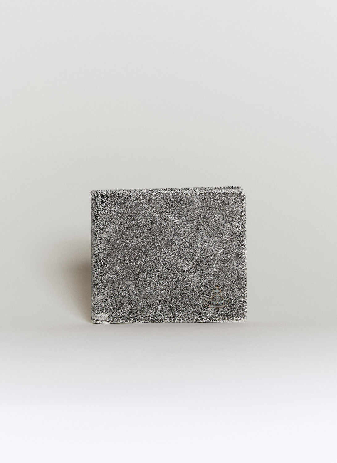 Vivienne Westwood Distressed Bi-fold Leather Wallet In Gray