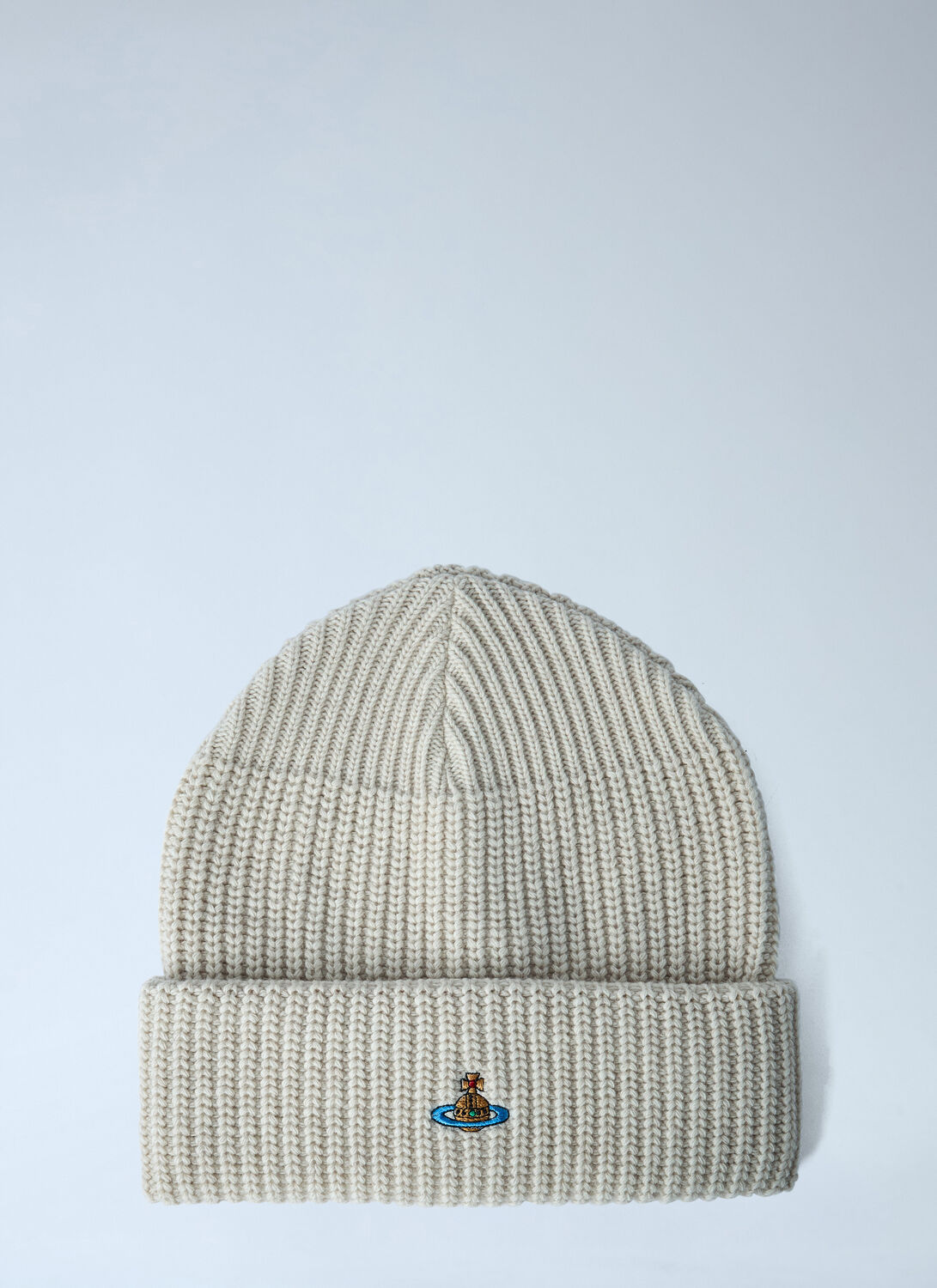 Vivienne Westwood Logo Motif Beanie Hat In Gray