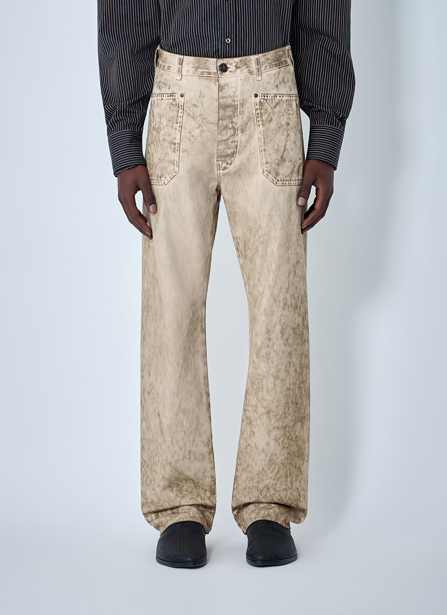 Vivienne Westwood Men's Beige Wide-Leg Denim Jeans - Man Jeans 36